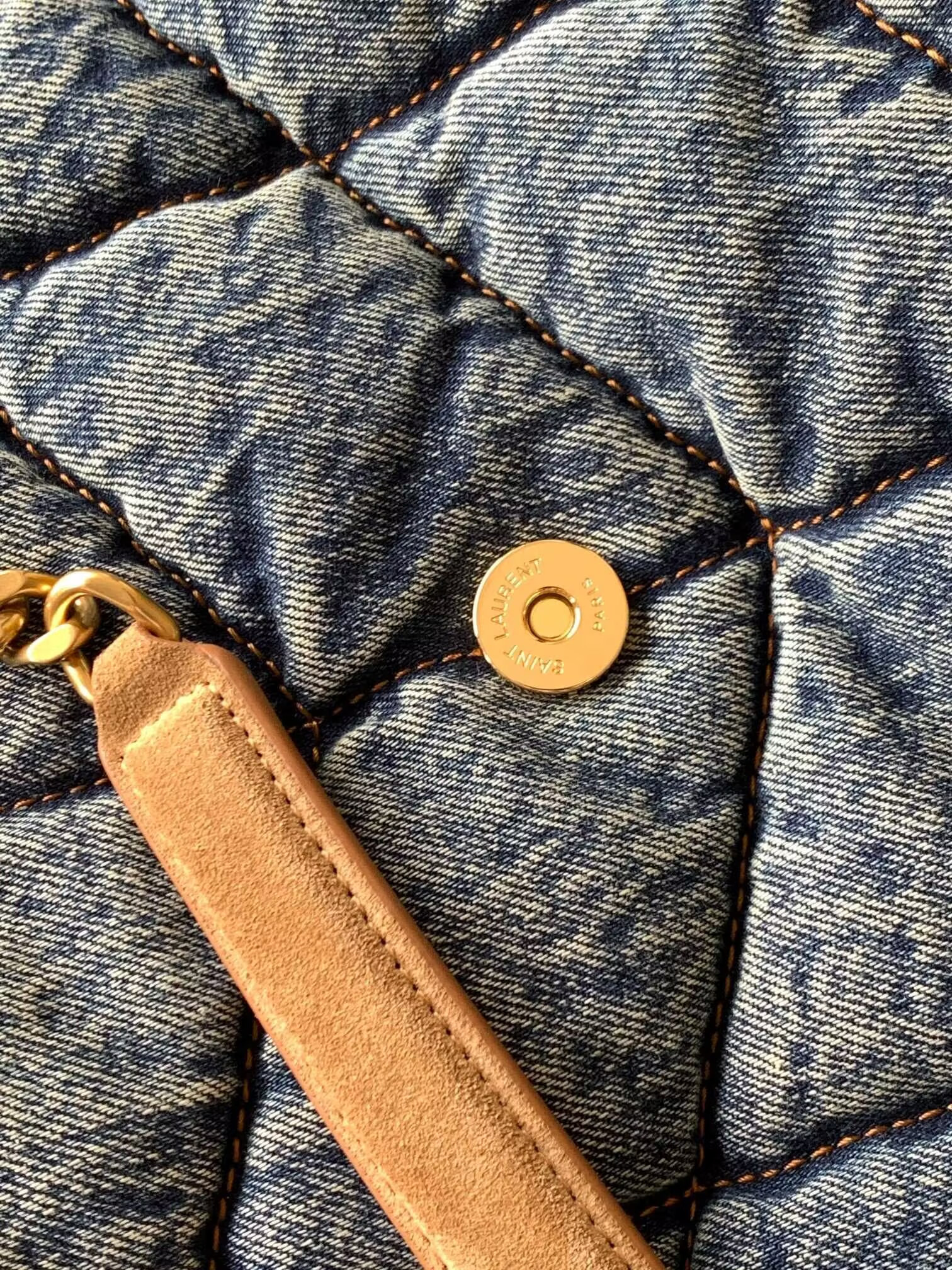 YSL PUFFER in suede and denim 35x23x13.5cm