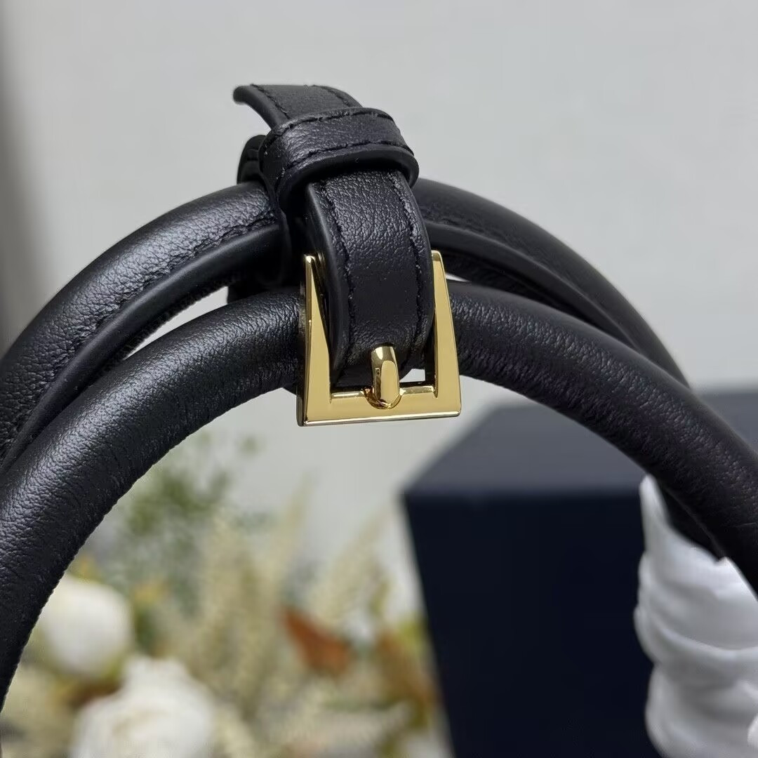 Prada Buckle leather bag with belt Black 25x35x14cm