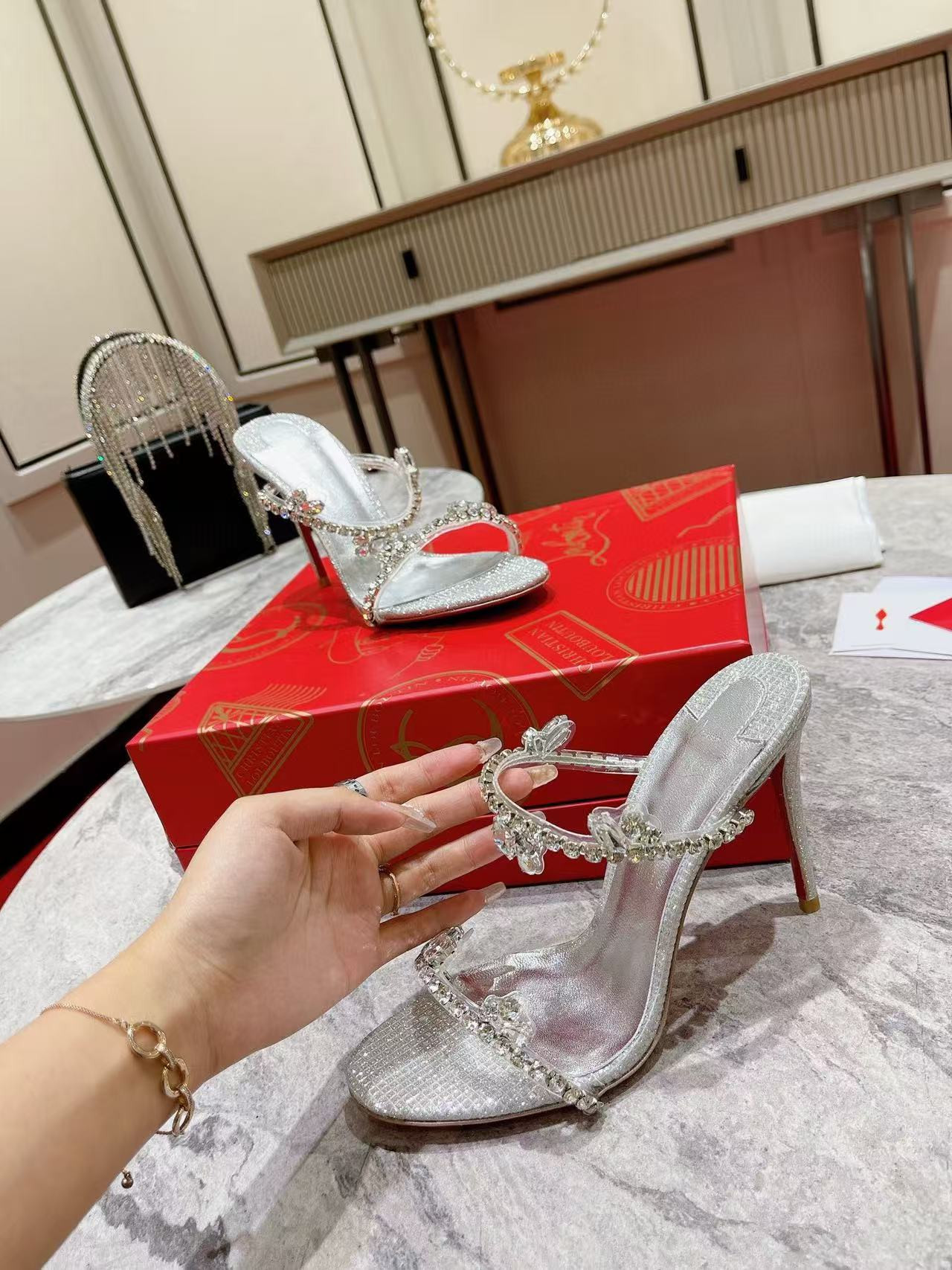 UA Christian Louboutin Just Queen 100 Heel Height crystal-embellished