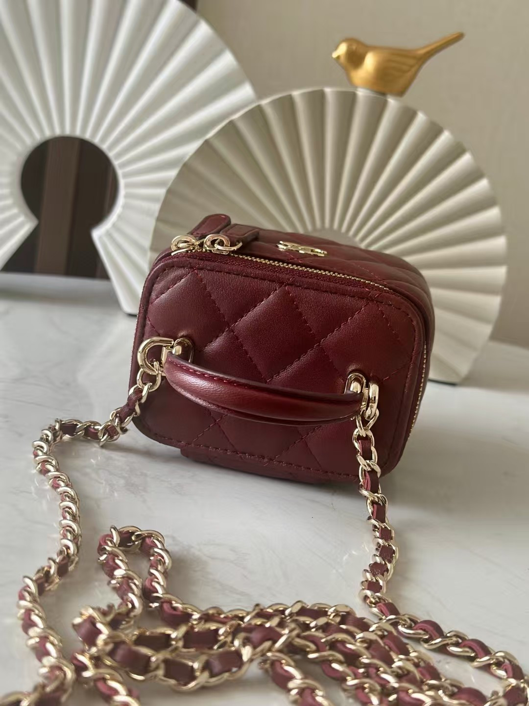 Chanel Classic Top Handle Vanity Case with Chain 10x7x9cm