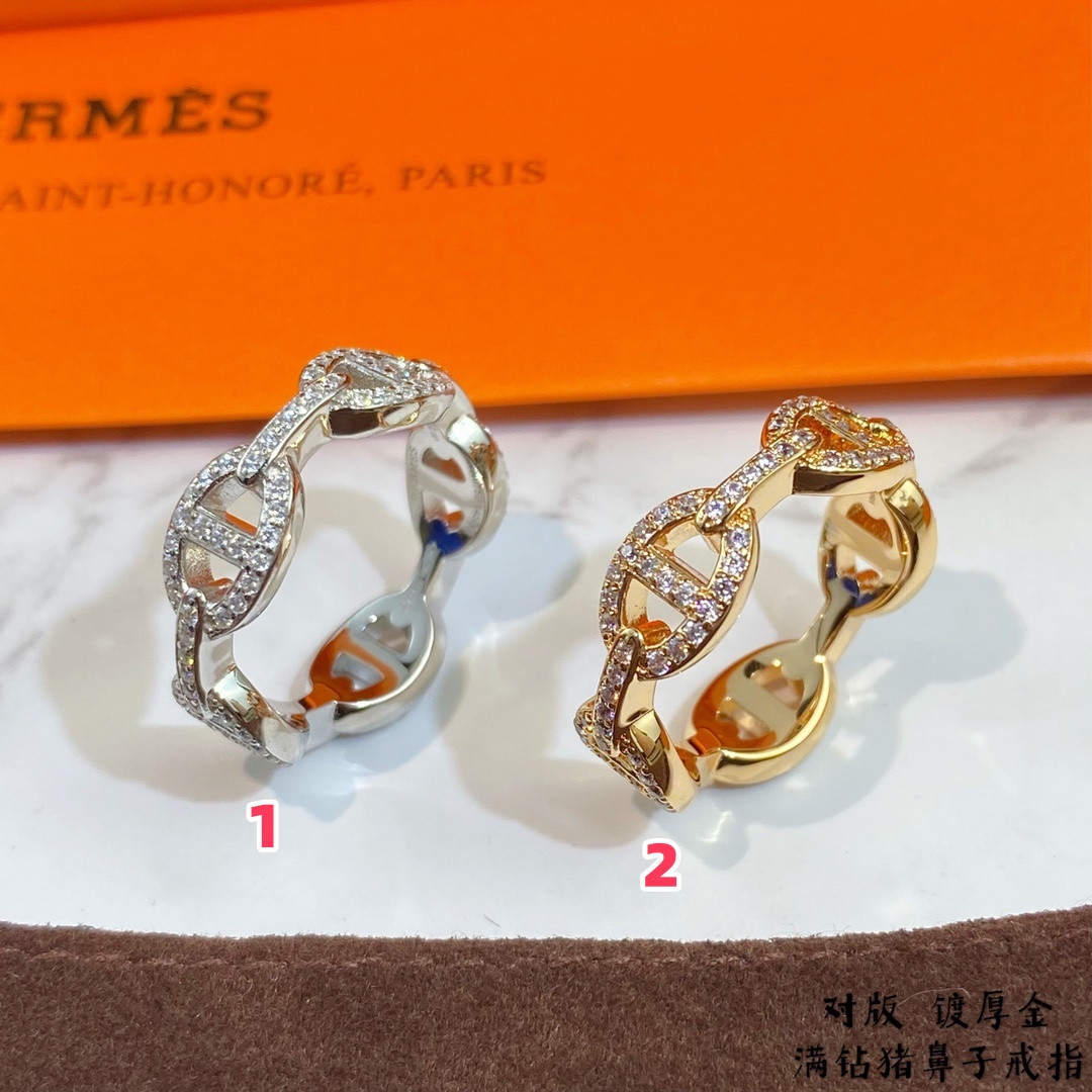 Hermès fully diamond-encrusted Collier de Chien Ring
