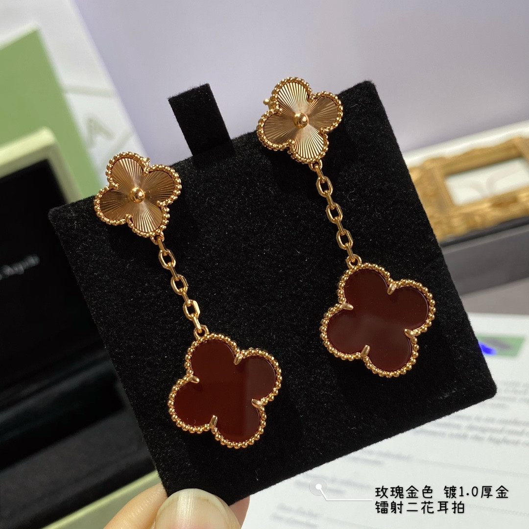 Van Cleef & Arpels laser red Two Flowers Earrings