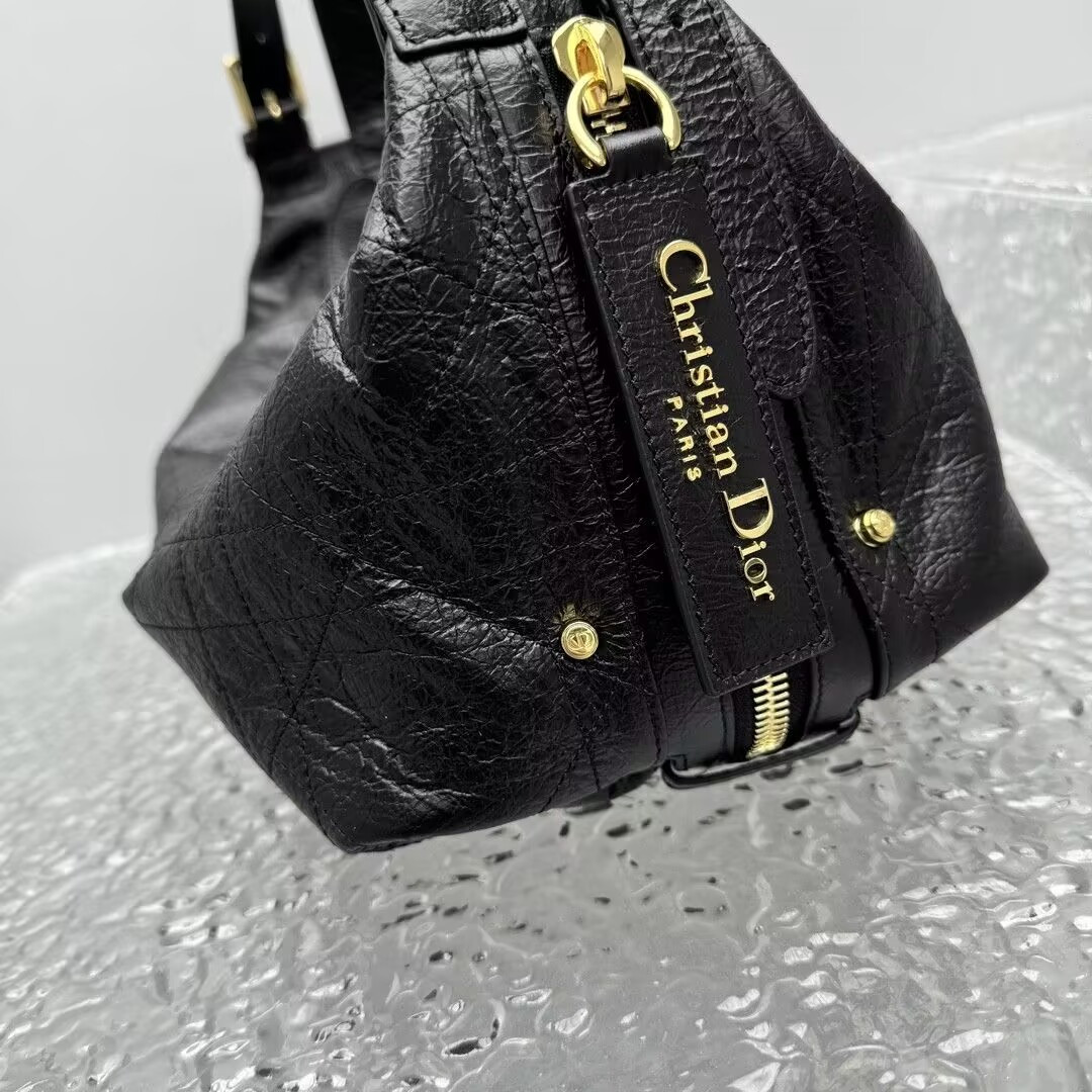 Dior Medium D-Journey Bag in Crinkled Calfskin 33x15x16cm