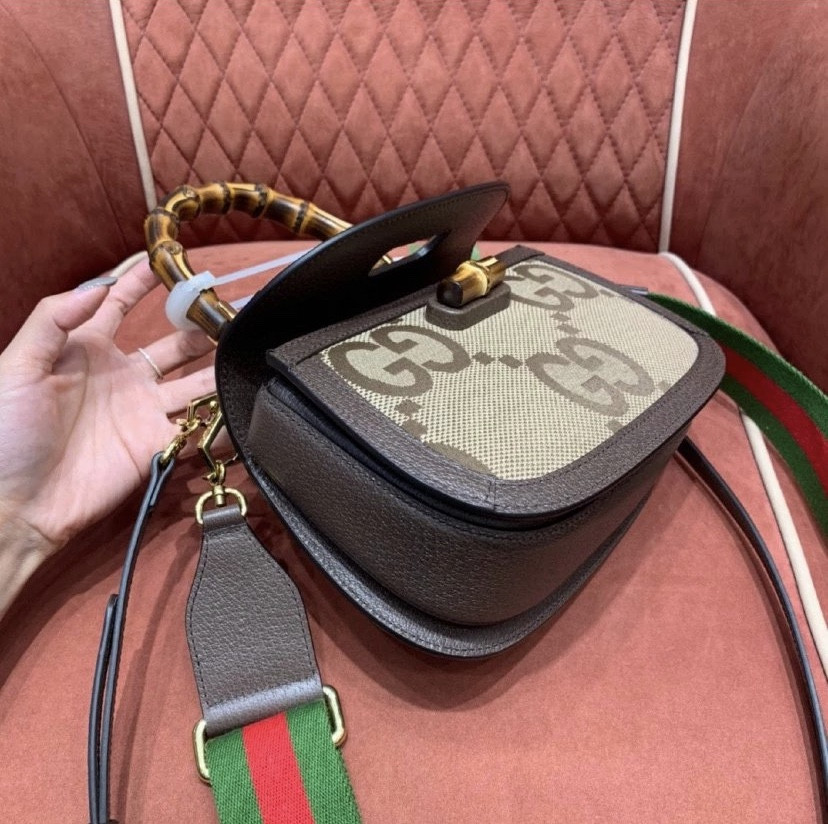 Gucci Small Bamboo Handbag with Super Double G Pattern