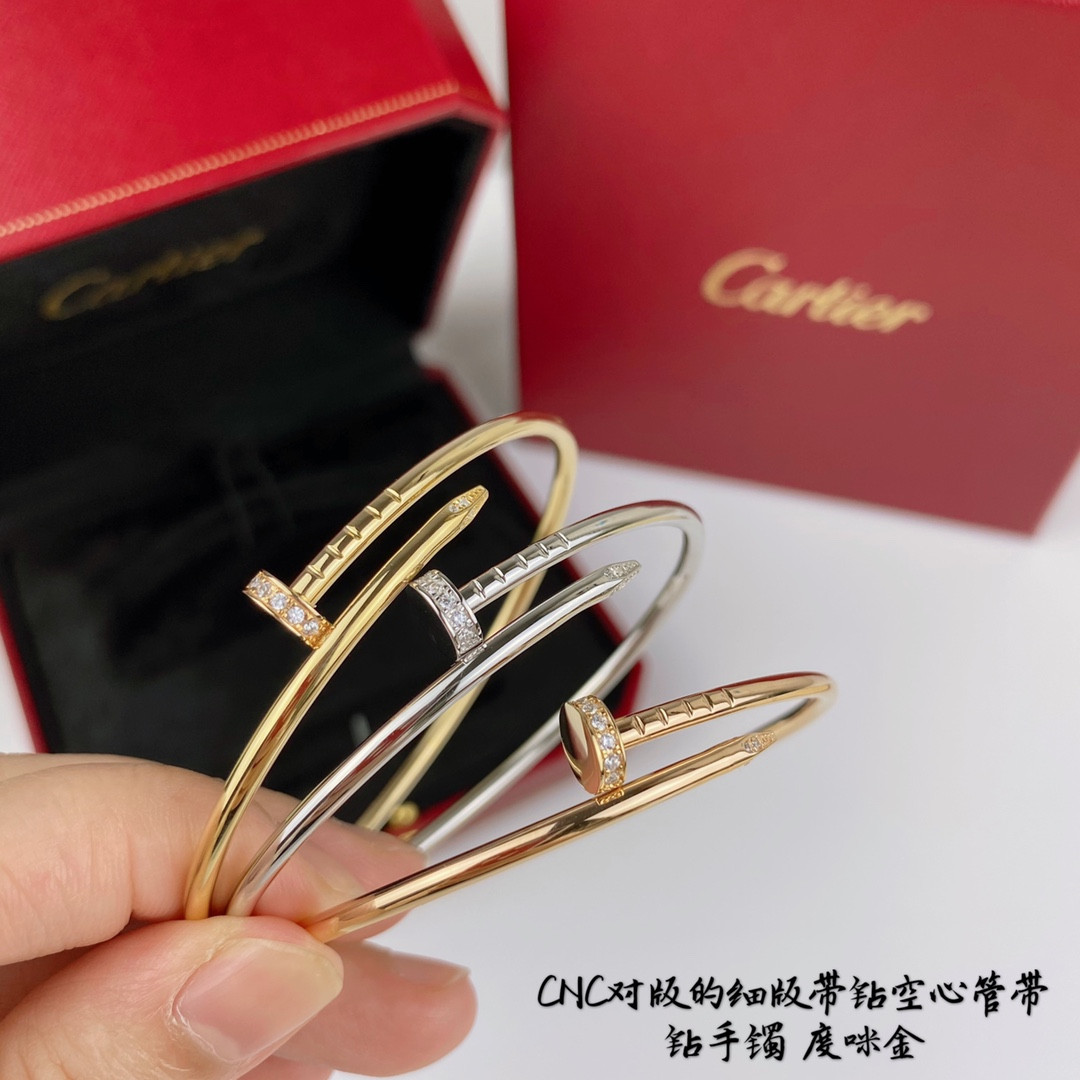 Cartier thin version with diamond hollow tube nail Bracelet