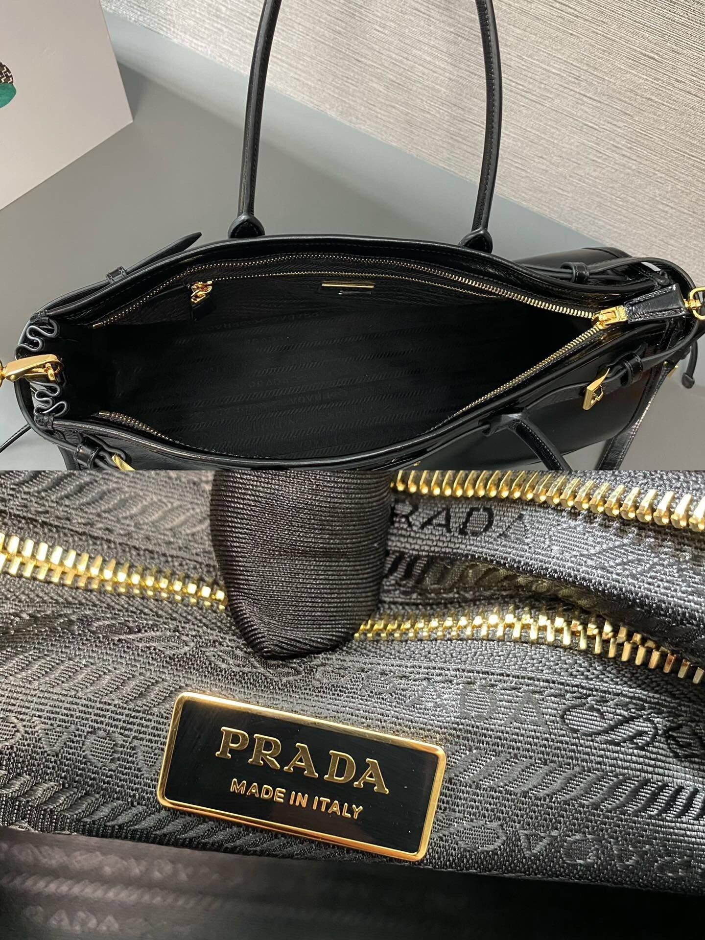 Prada Bonnie large leather handbag in Black 24x38x12cm