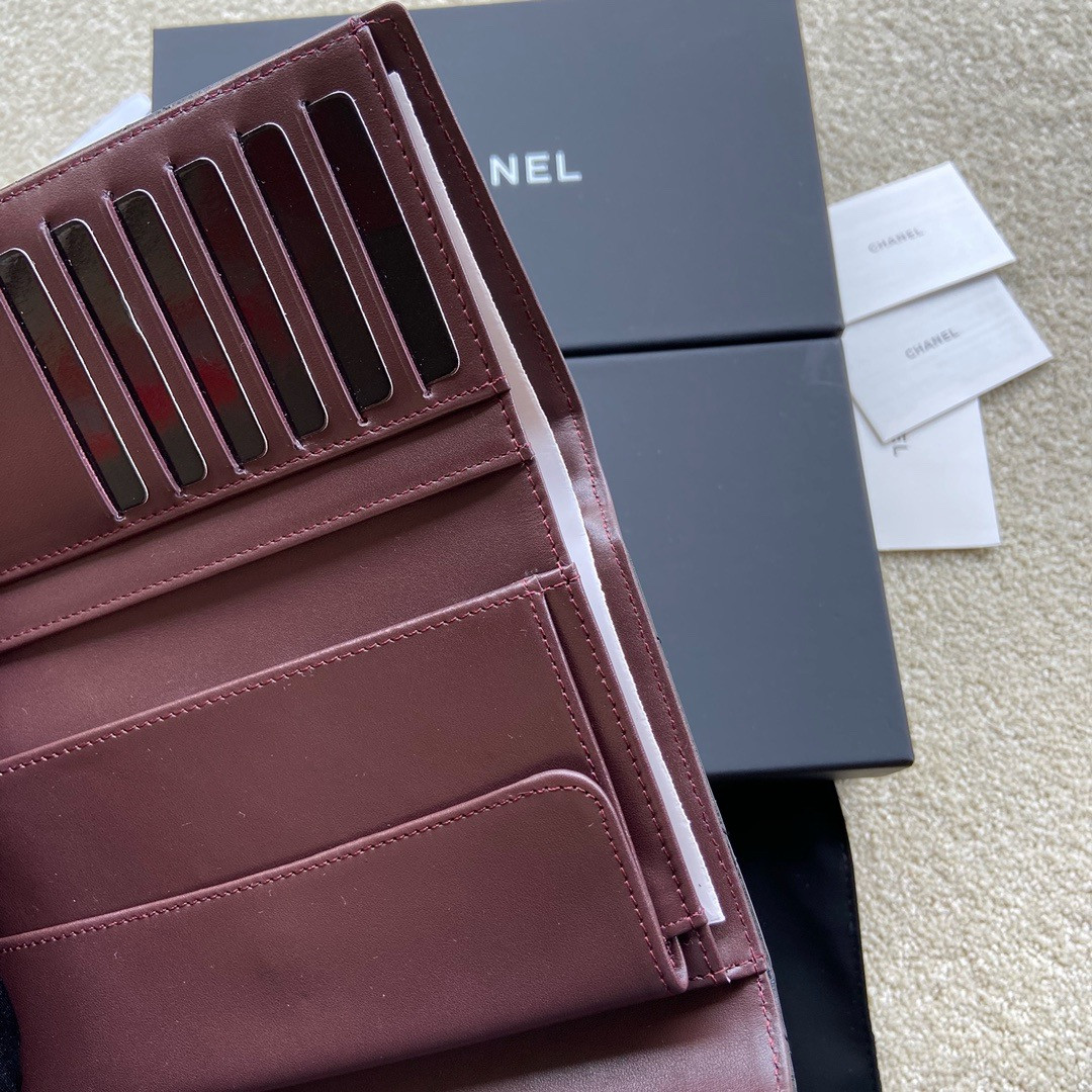 CHANEL FLAP WALLET BLACK SILVER 19.5 x10 cm