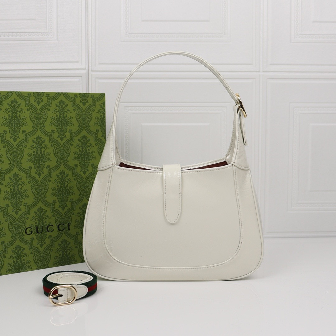 Gucci Jackie small shoulder Bag Ivory Patent Leather 27.4×19.1×4.1cm