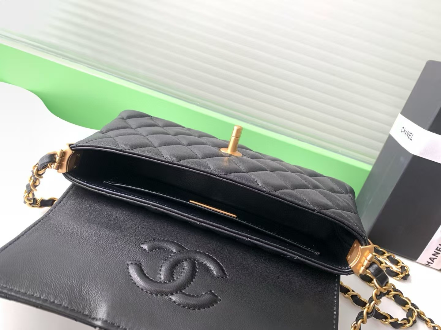 Chanel Mini Flap Top Handle Bag 12x22x6cm