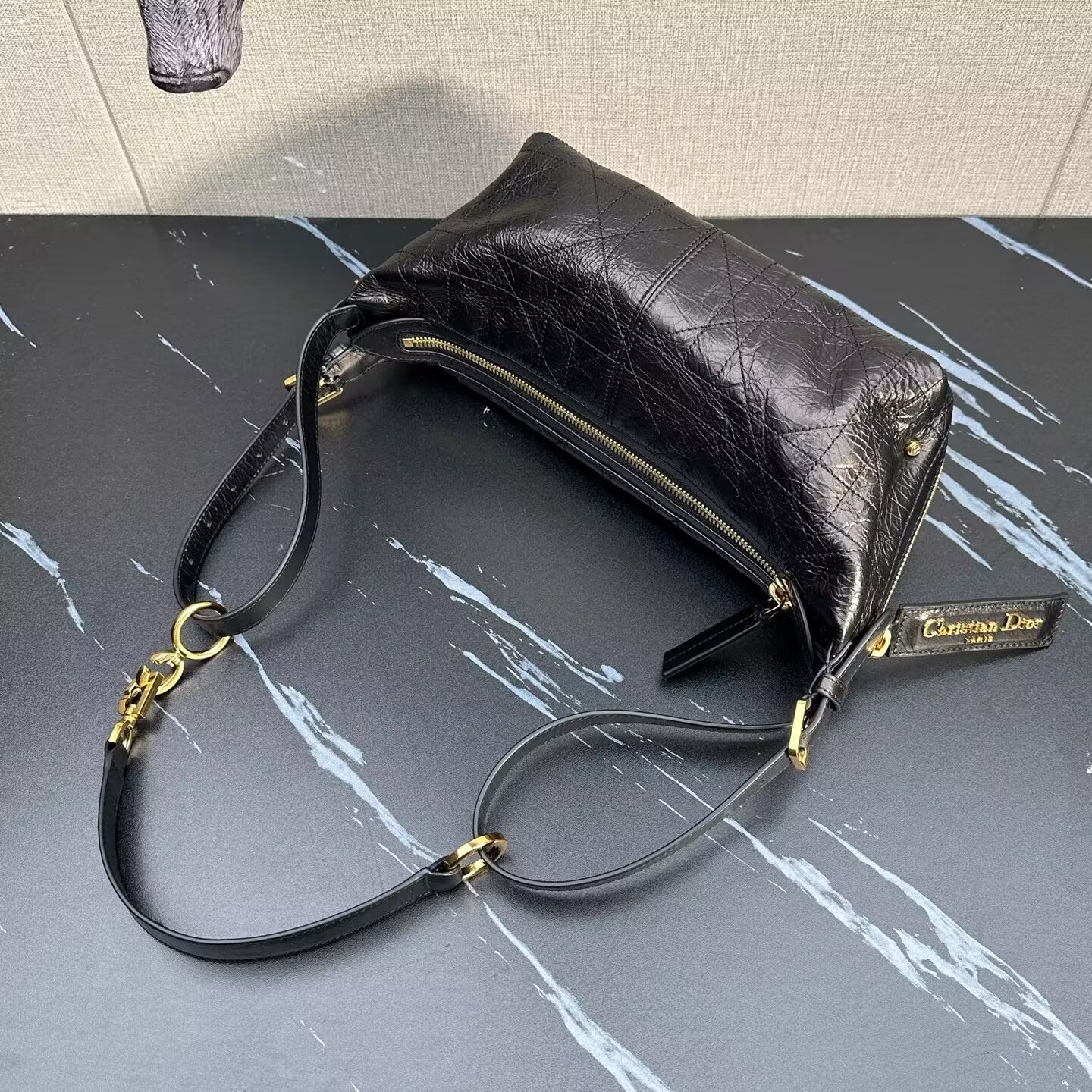 Dior Small D-Journey Bag in Crinkled Calfskin 25.5 x 14.5 x 14 cm