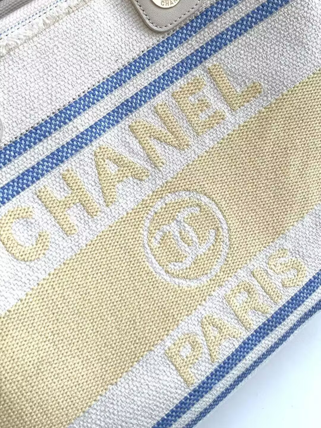 Chanel Shopping Bag Cotton Canvas & Gold-Tone Metal 34x27x16cm