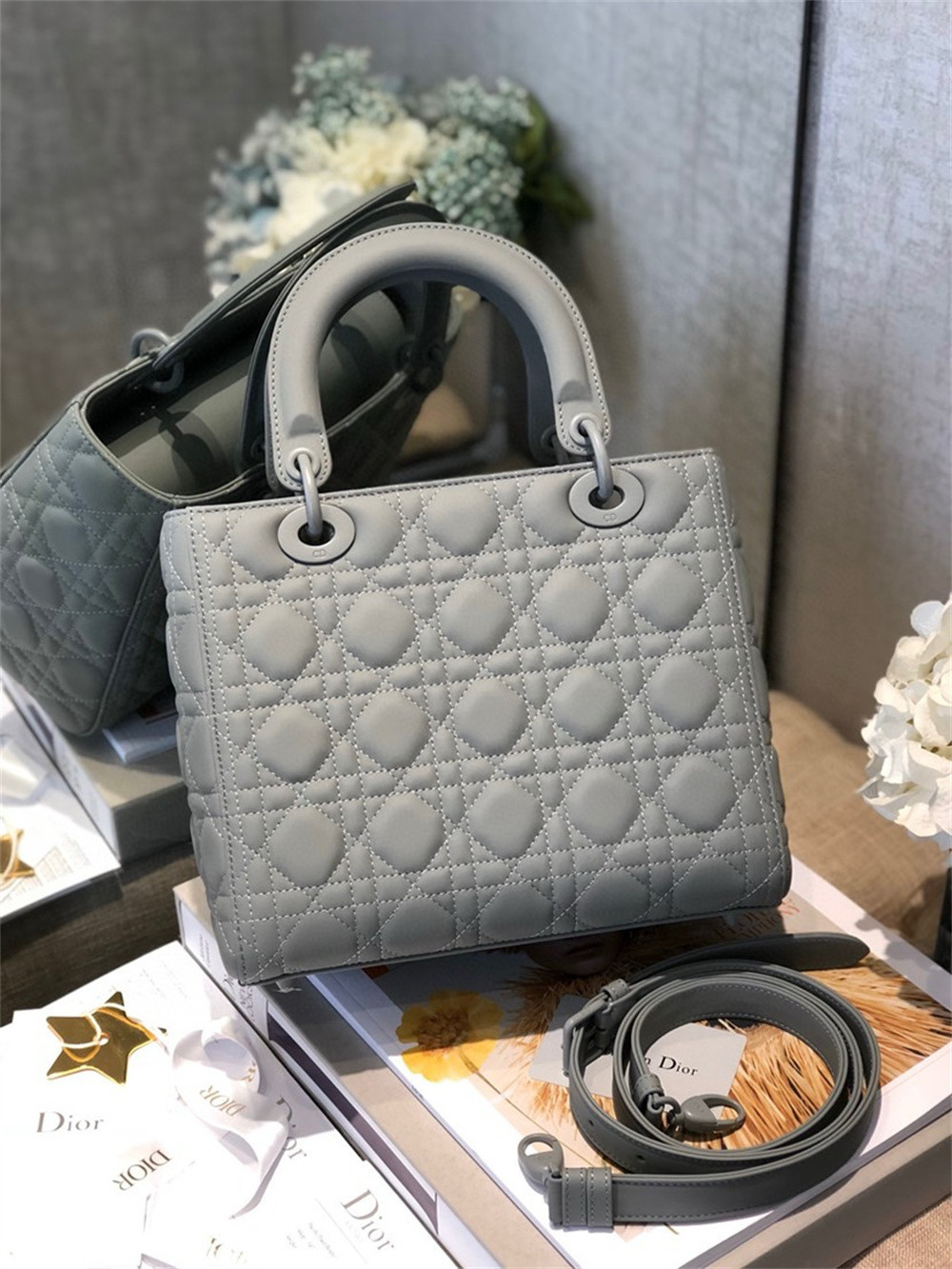 Medium Lady Dior Bag 9.5 x 8 x 4.5 inches
