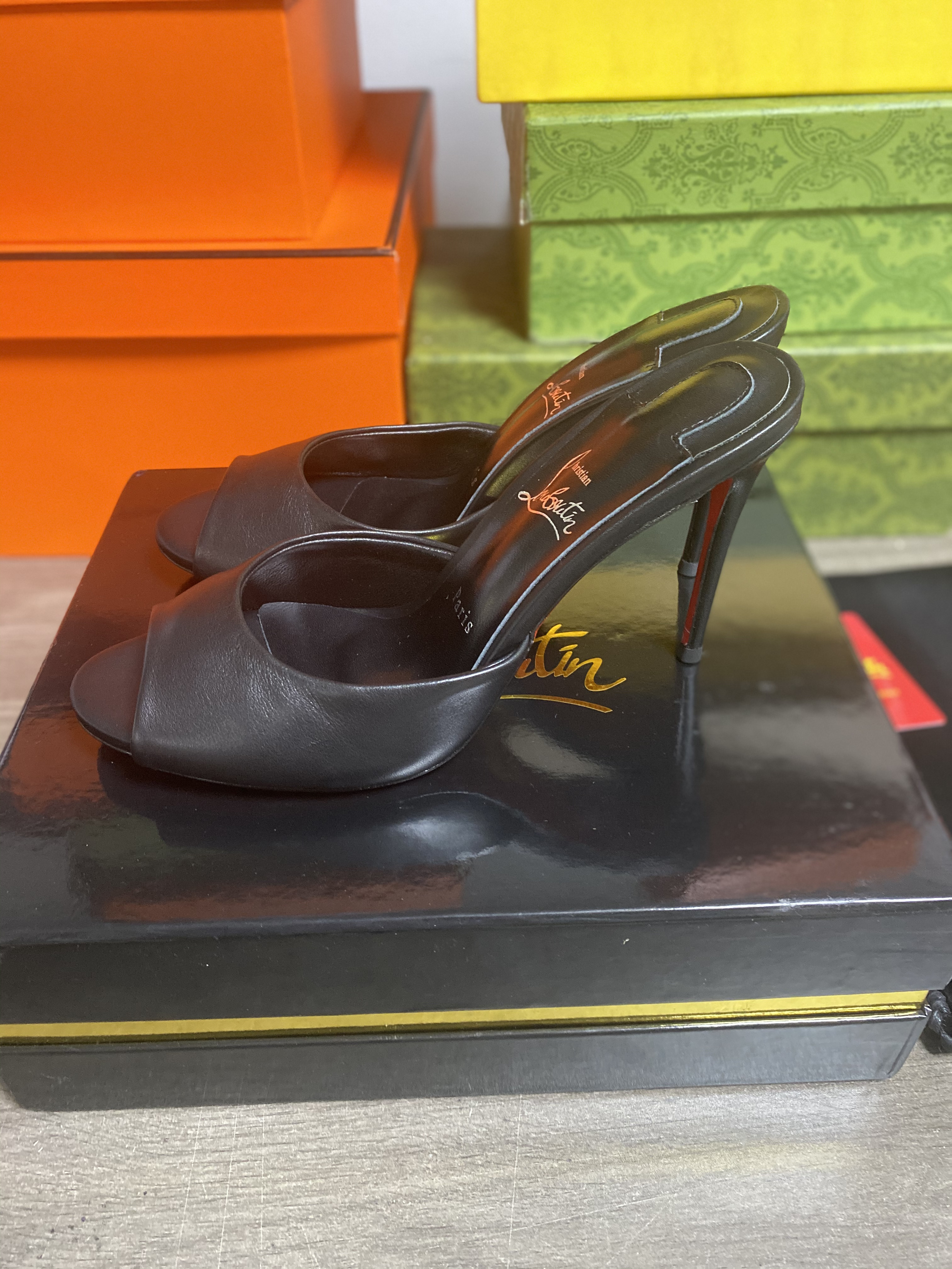 UA Christian Louboutin Me Dolly 100 Calfskin Leather Mules