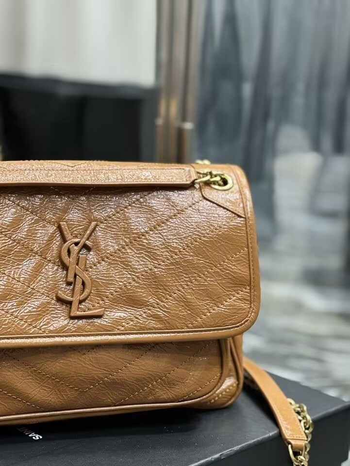 YSL NIKI MEDIUM IN VINTAGE LEATHER SHINY 28x20x8.5cm