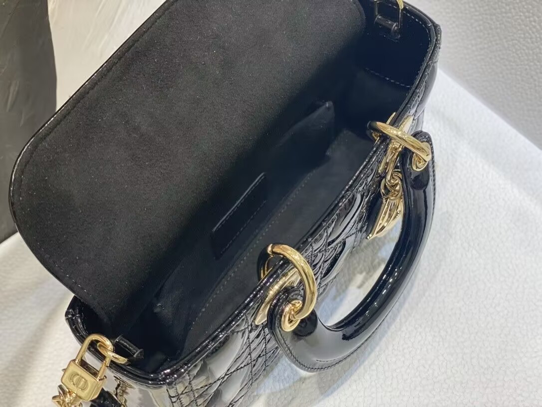 DIOR SMALL LADY D-JOY BAG BLACK  22x6x12cm
