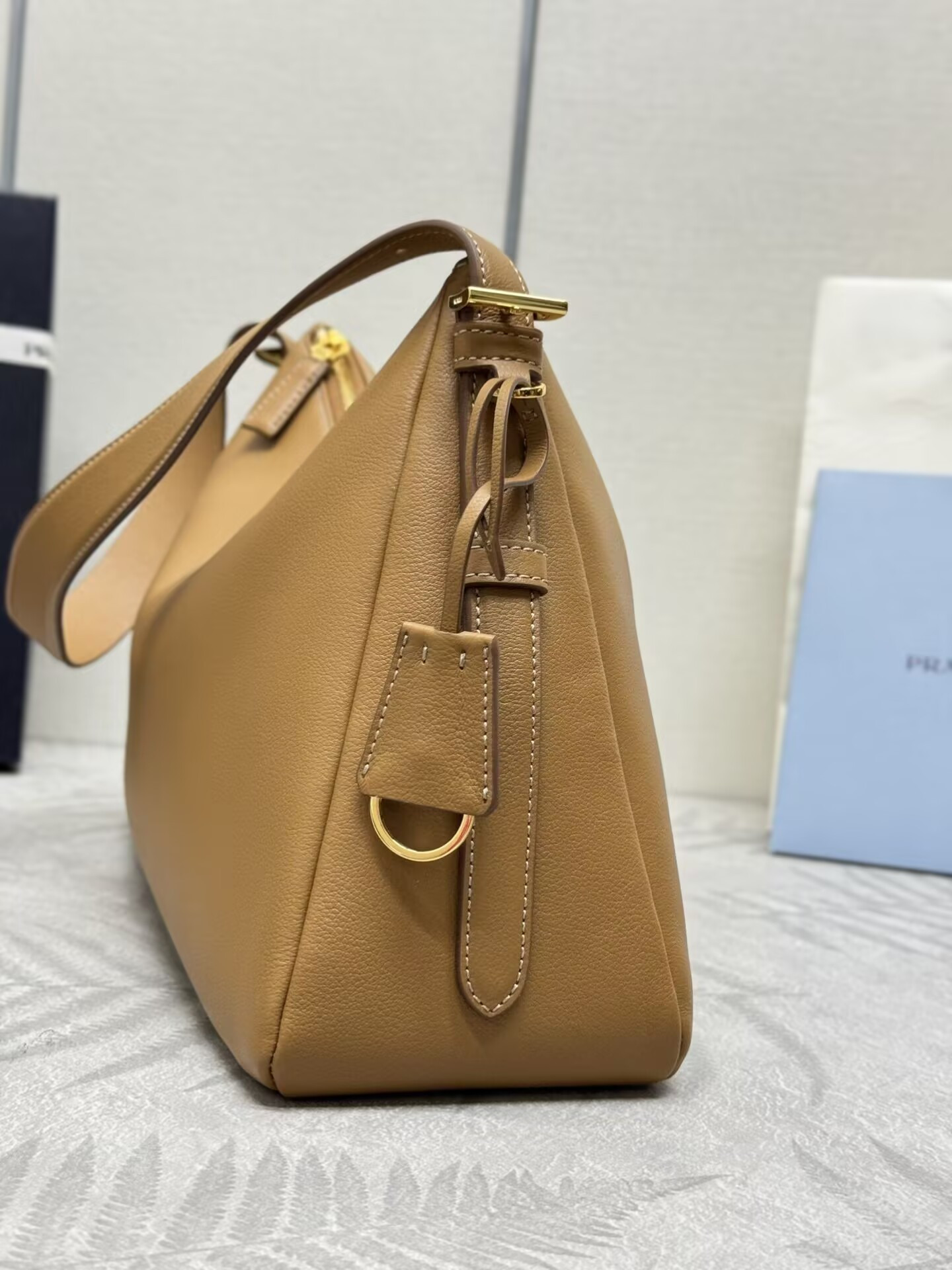Prada Aimée large leather shoulder bag 39x23x12cm