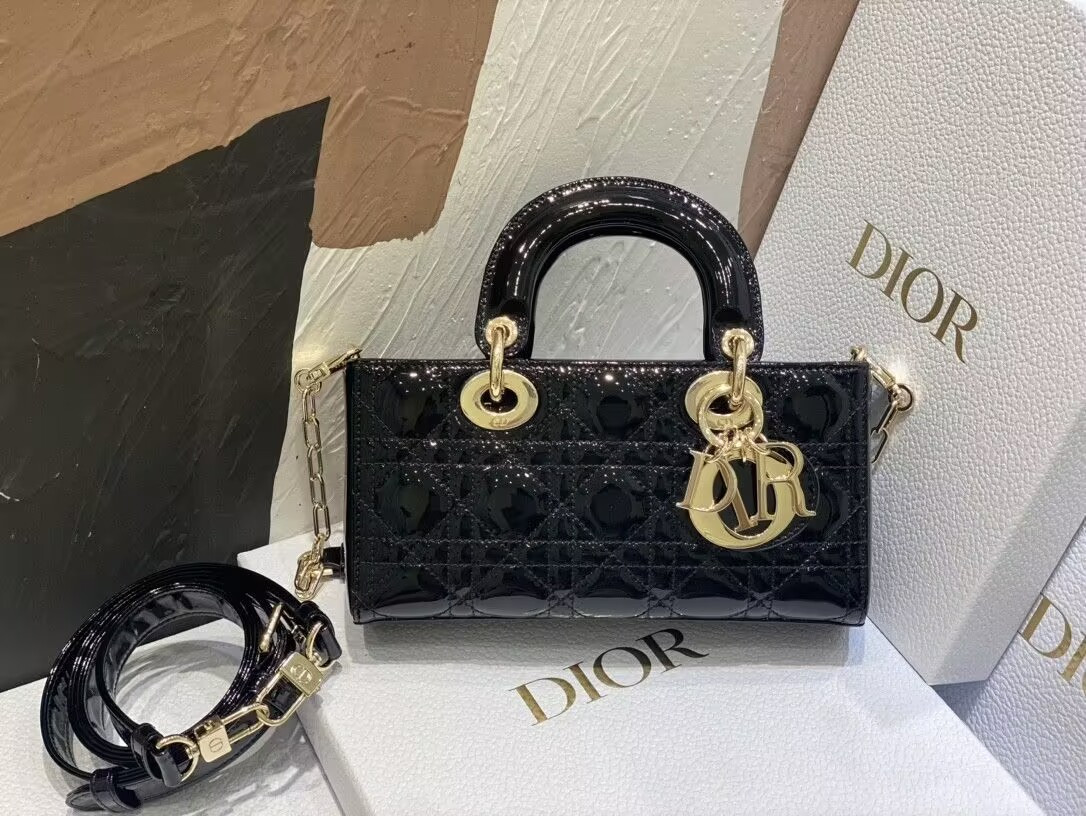 DIOR SMALL LADY D-JOY BAG BLACK 22x6x12cm
