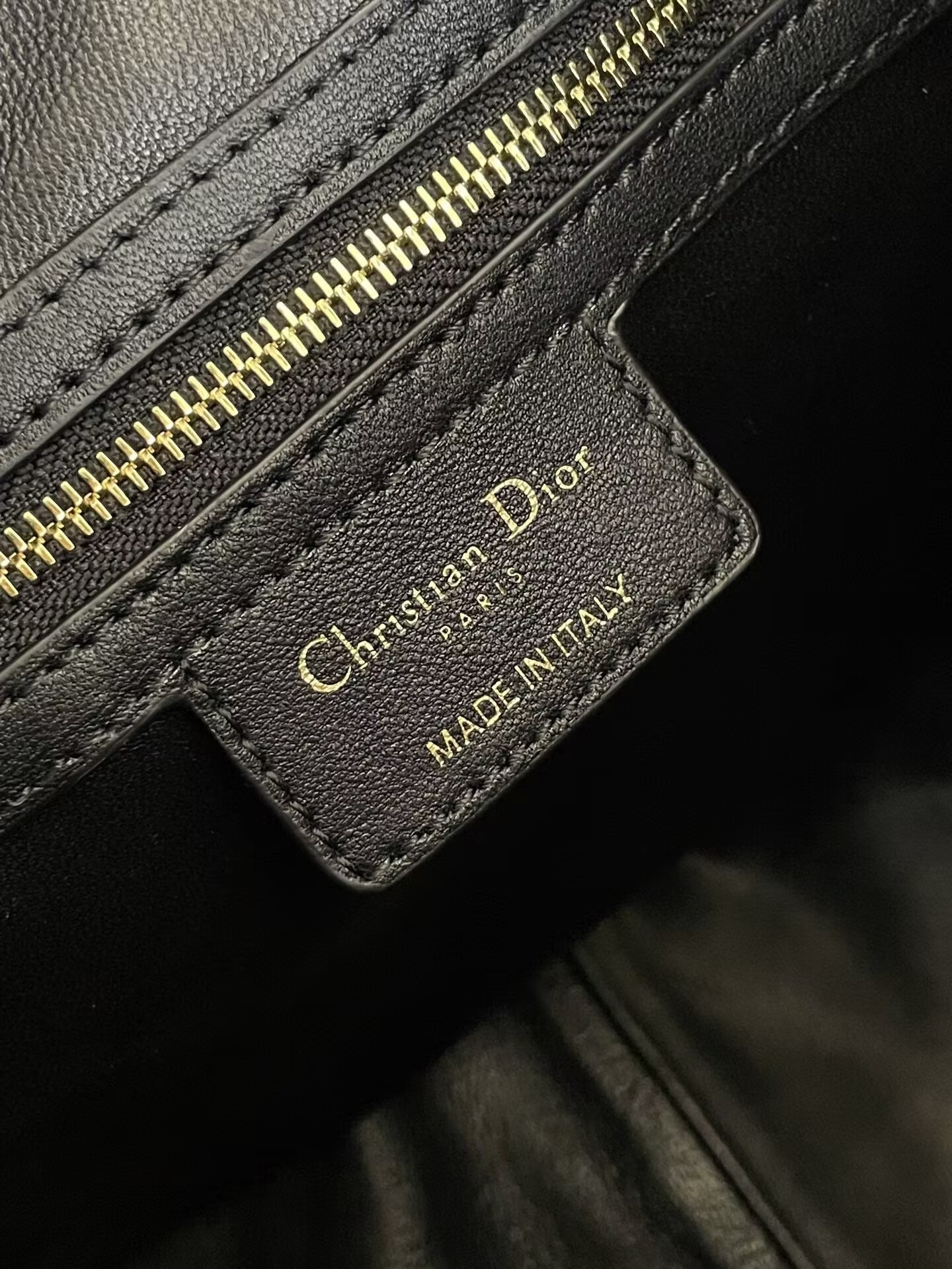 Dior Medium D-Motion Bag Black Macrocannage Lambski 23x13x24cm