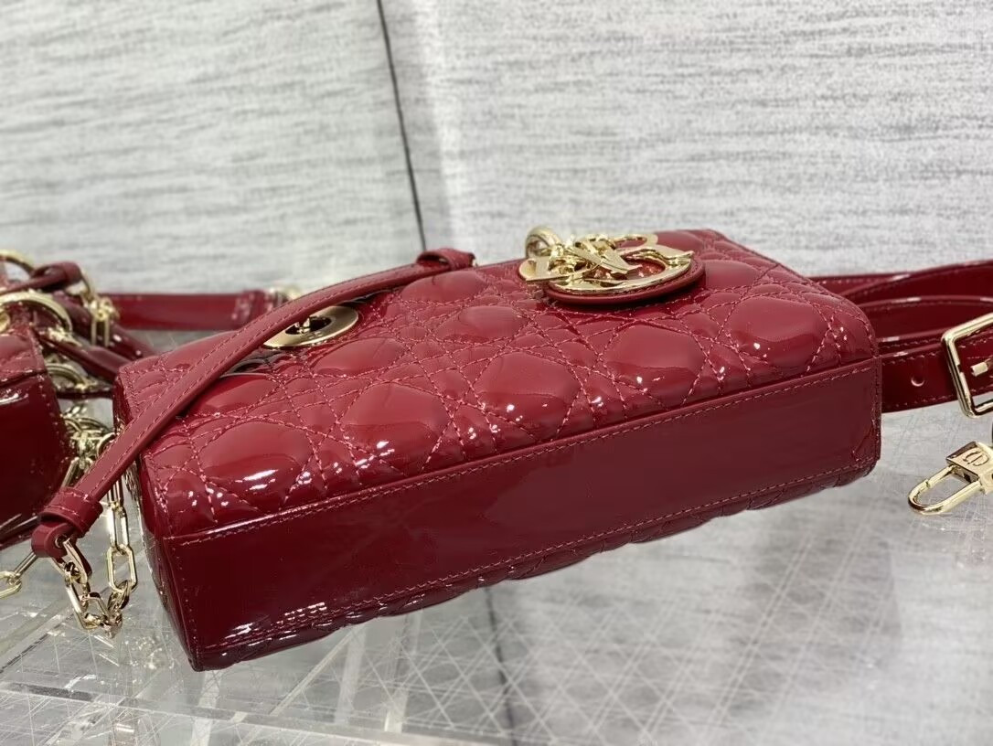 DIOR SMALL LADY D-JOY BAG RED 22x6x12cm