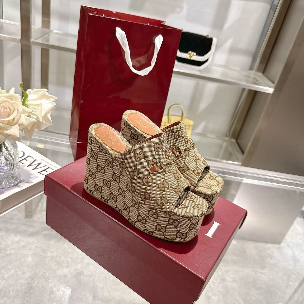 UA Gucci Women's Wedge Sandal with Horsebit