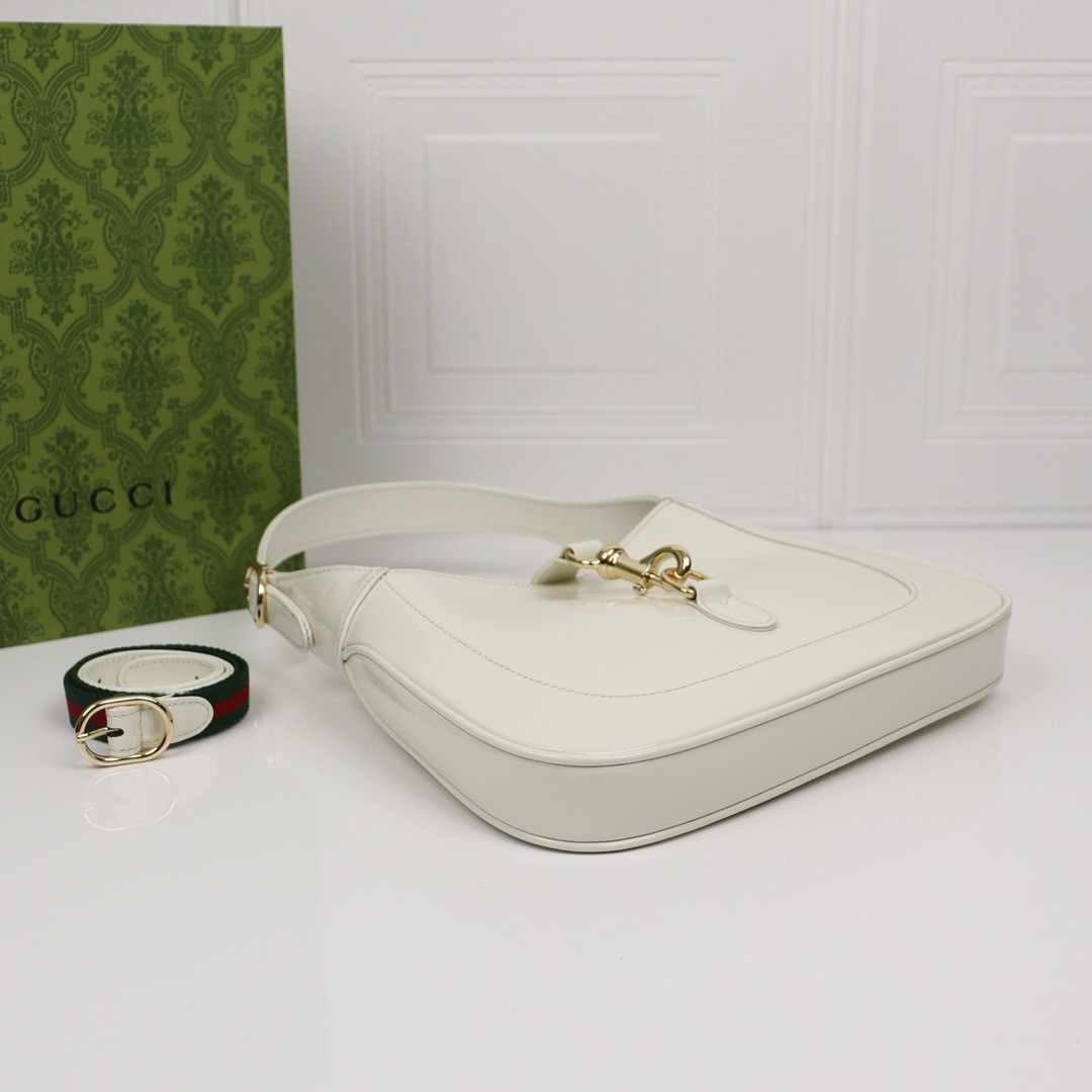 Gucci Jackie small shoulder Bag Ivory Patent Leather 27.4×19.1×4.1cm