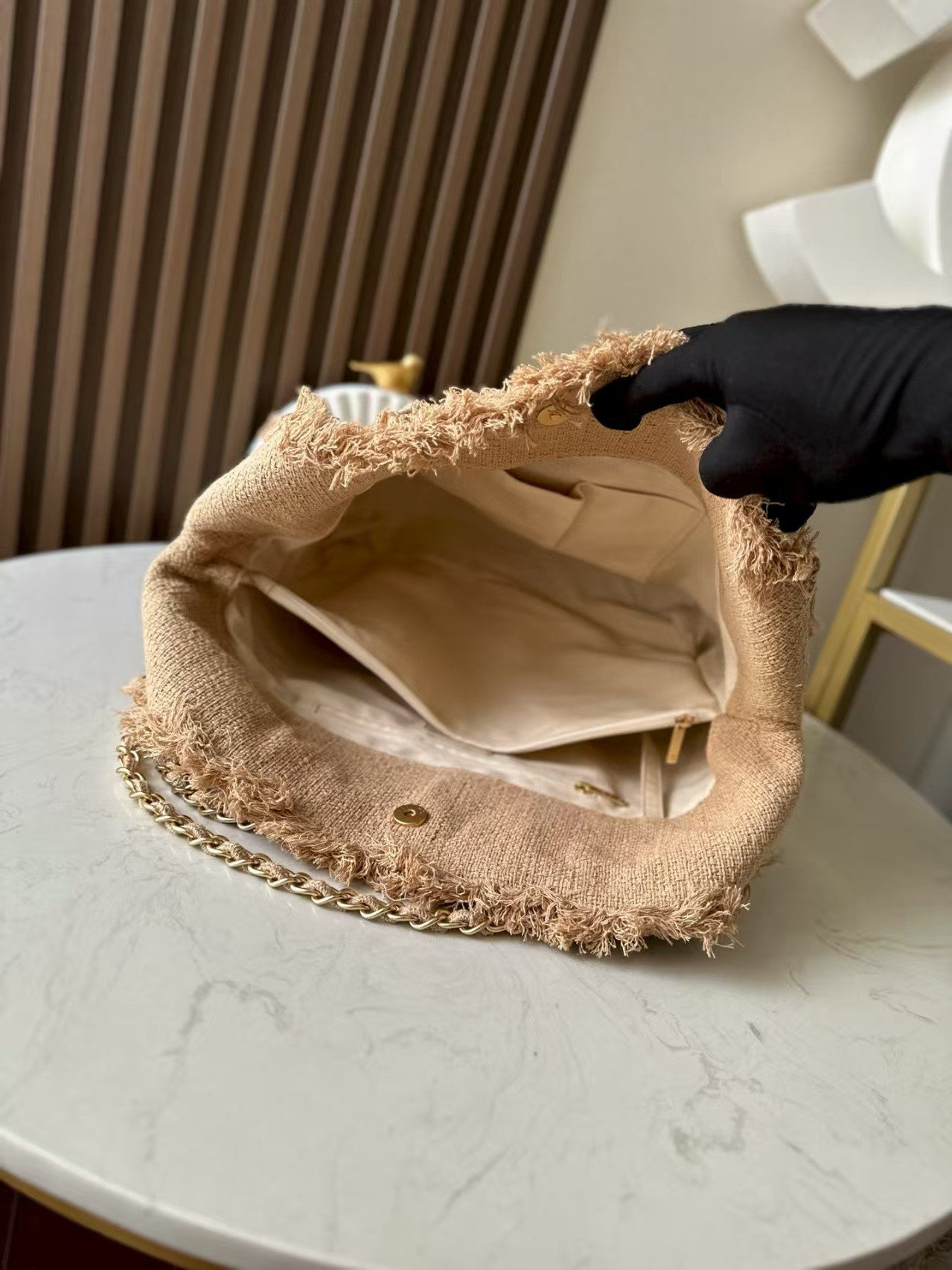 Chanel Vintage Linen Tassel Tote Straw Bag 48x35x17cm