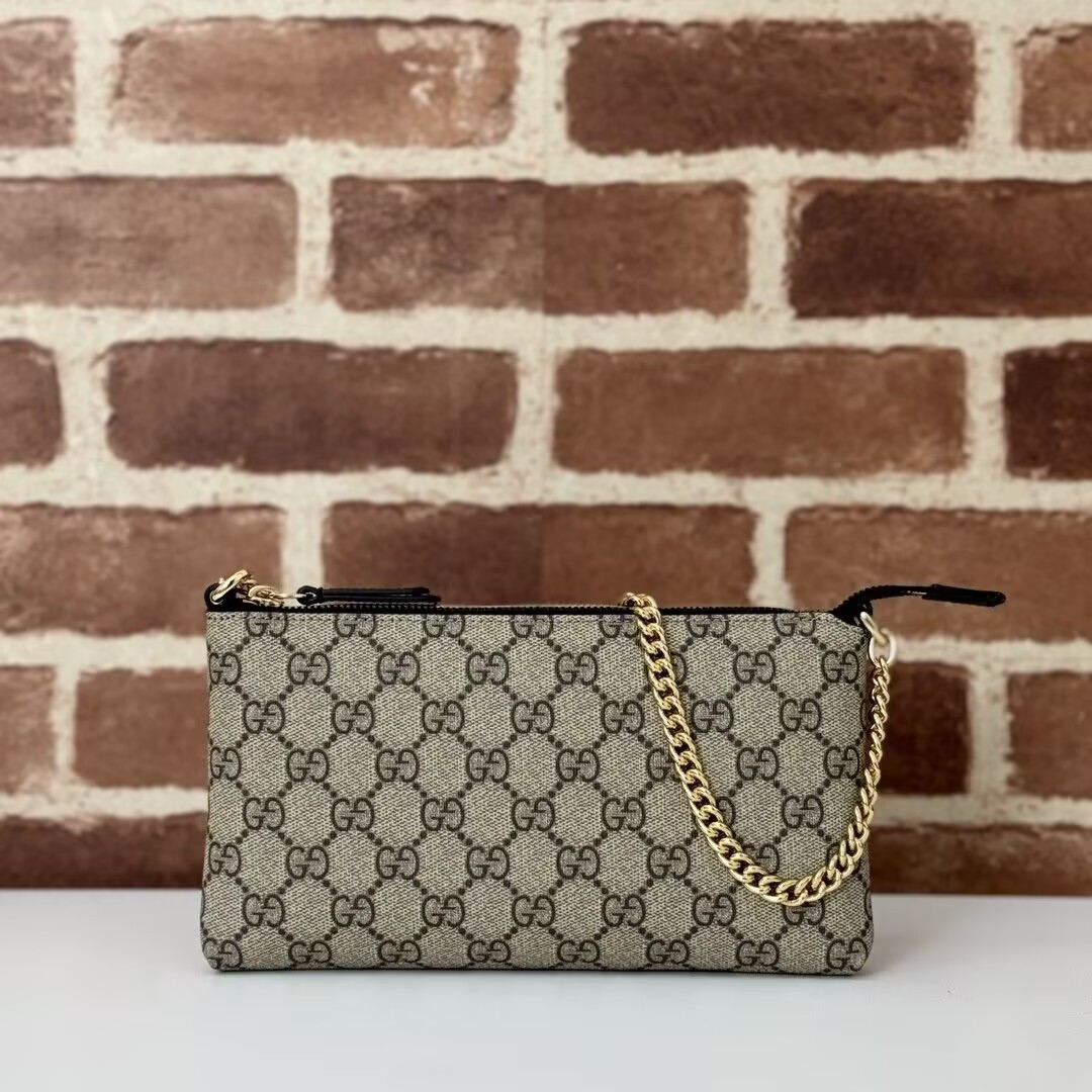 Gucci Chain Wristlet Wallet GG Coated Canvas 22.5x13x2.5cm