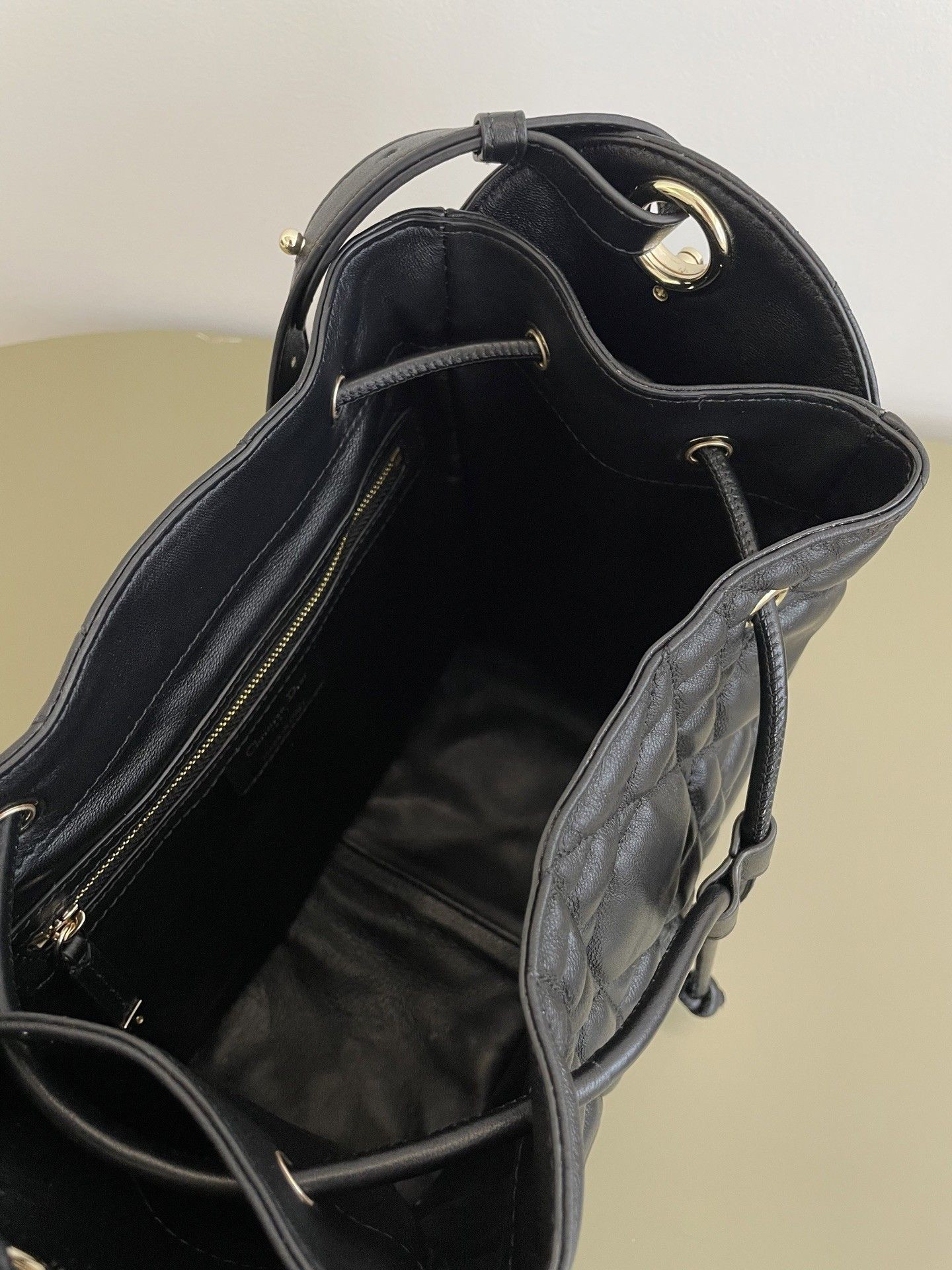 Dior Medium D-Motion Bag Black Macrocannage Lambski 23x13x24cm