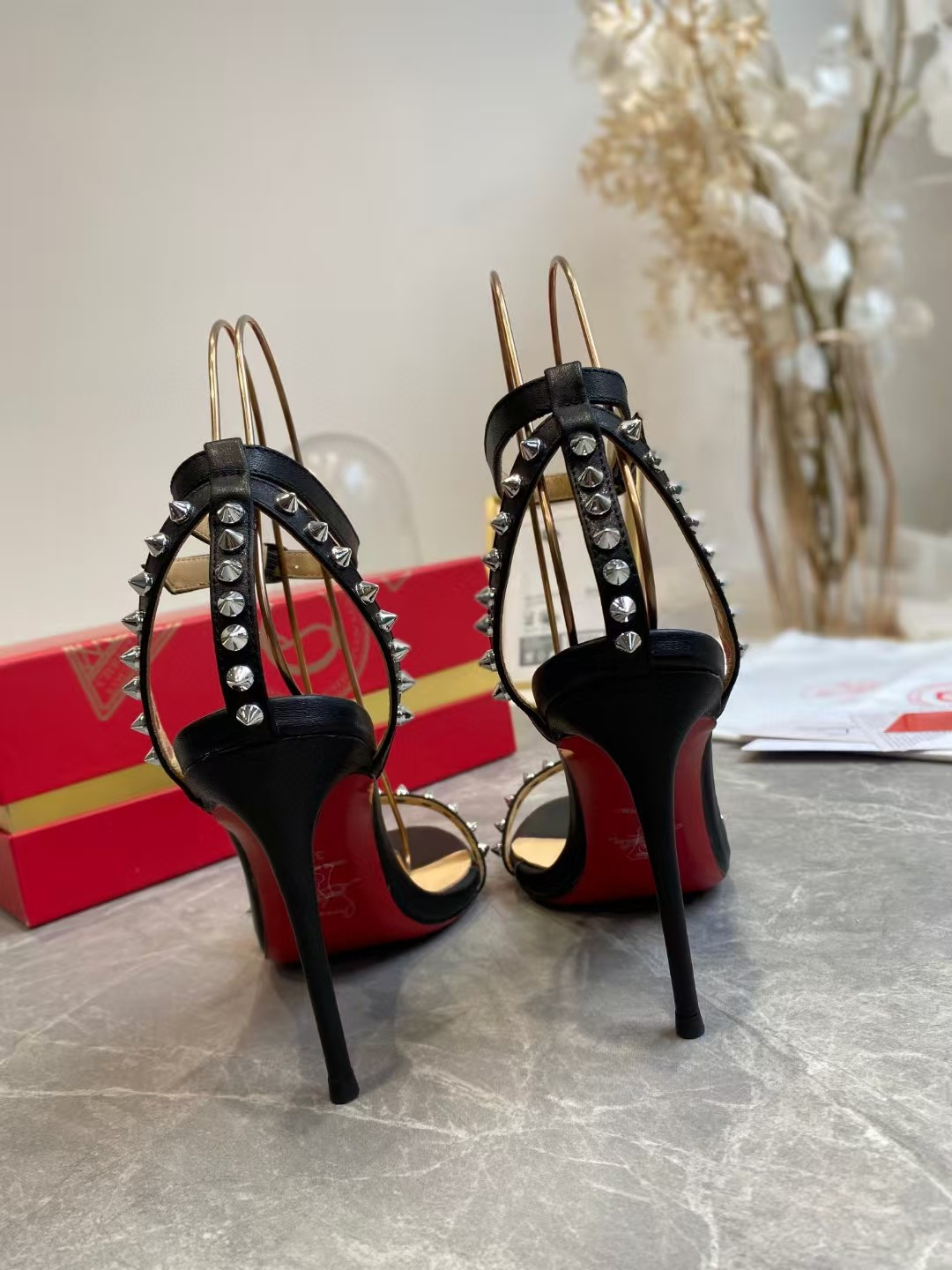 UA Christian Louboutin So Me Spike Strappy Sandals