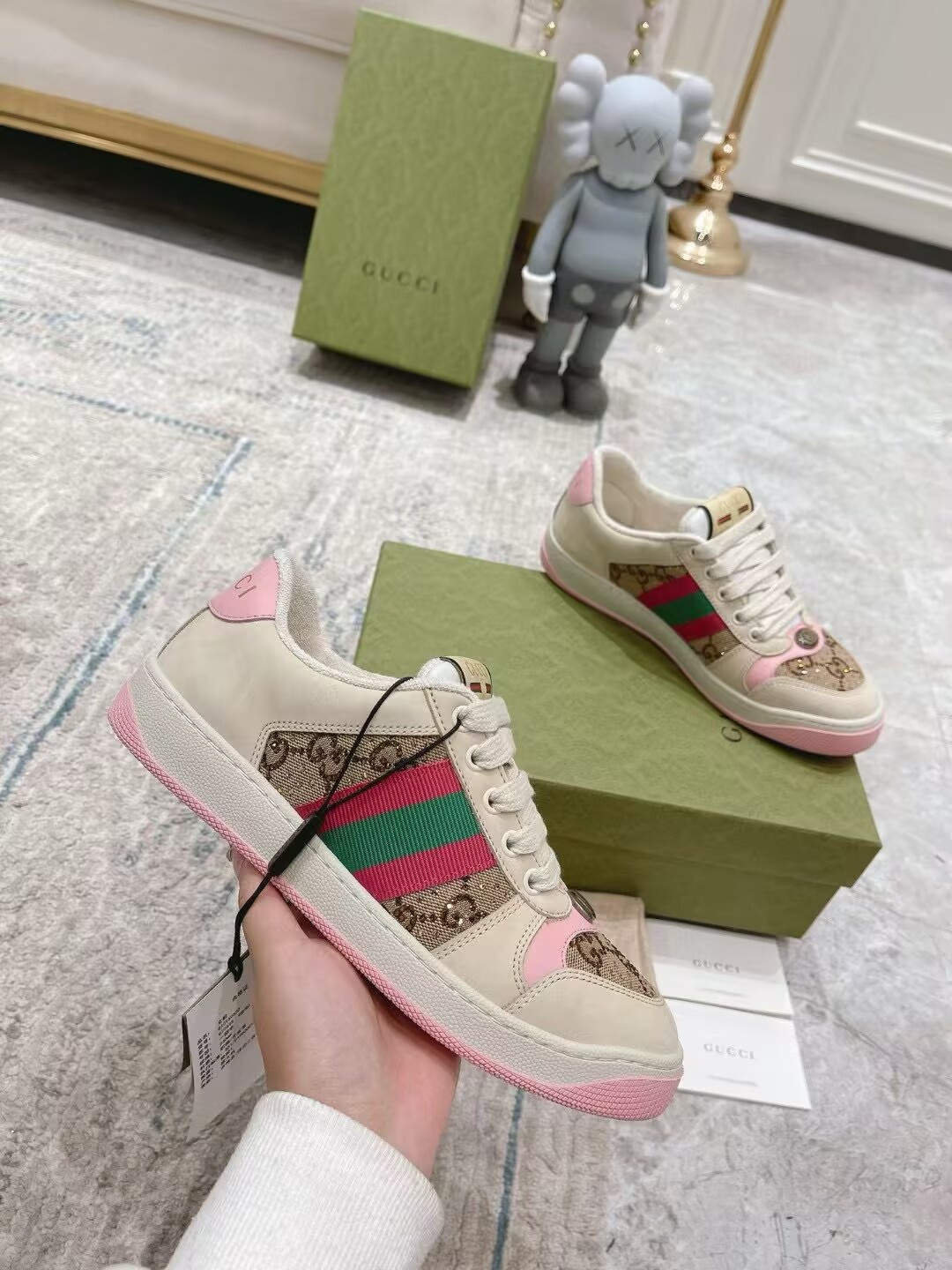UA Gucci Wmns GG Screener GG Canvas Beige Pink