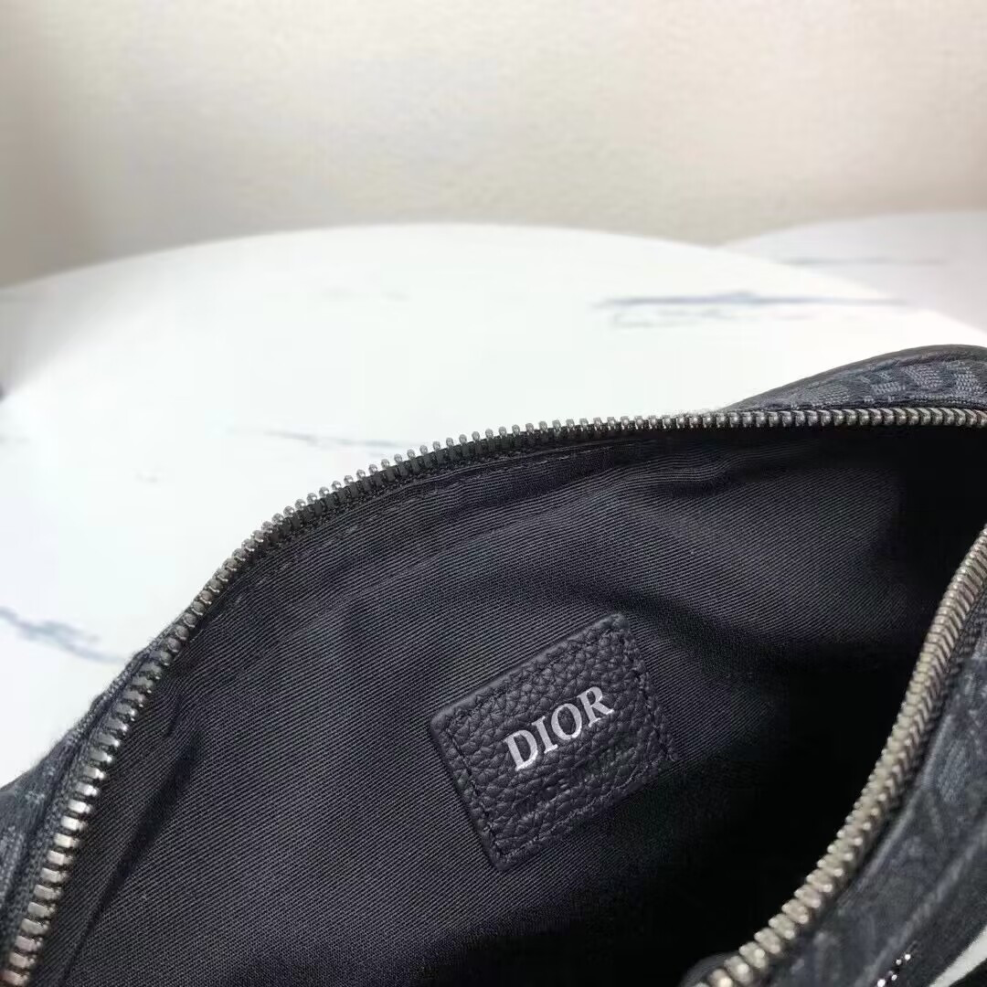 Dior Saddle Triple Pouch Black Dior Oblique Jacquard 18x25x5CM
