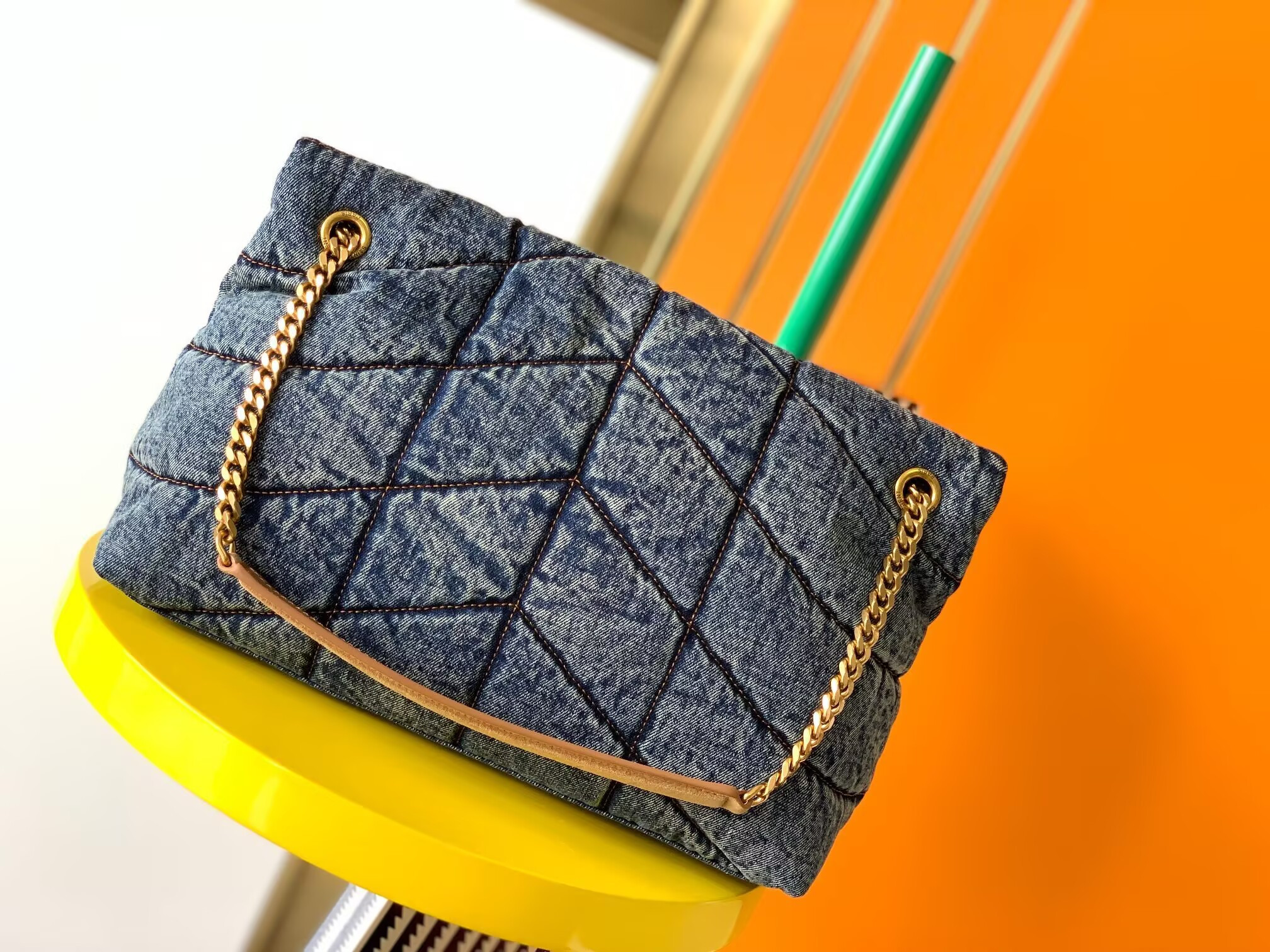 YSL PUFFER in suede and denim 35x23x13.5cm