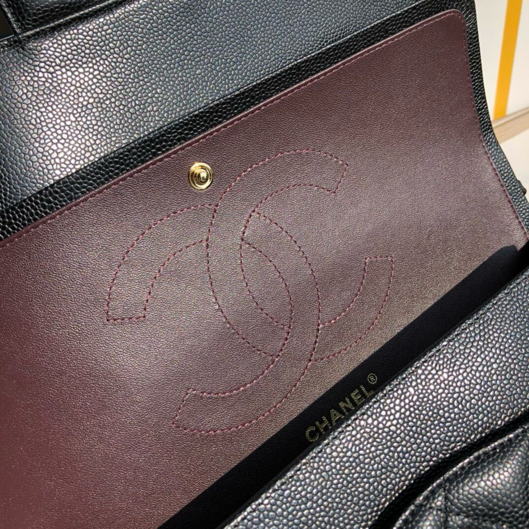 Chanel Classic Flap Jumbo 30cm CF Black Gold 7.6 × 11.7 × 3.9 in