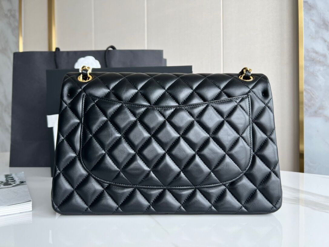Chanel Classic Flap Jumbo 30cm CF shiny black 7.6 × 11.7 × 3.9 in