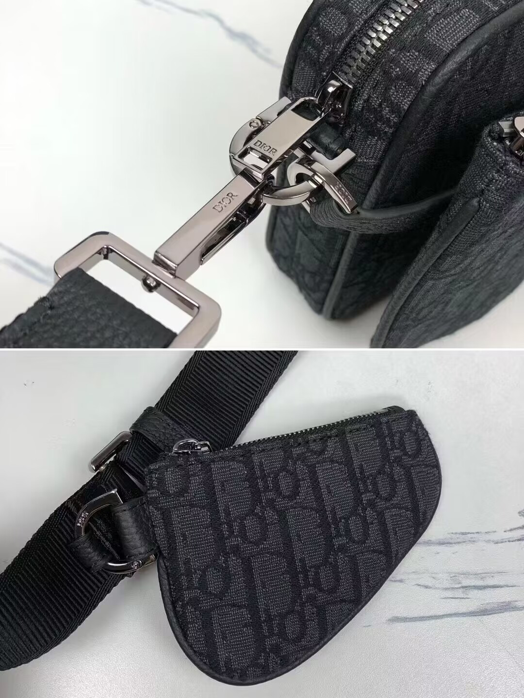 Dior Saddle Triple Pouch Black Dior Oblique Jacquard 18x25x5CM