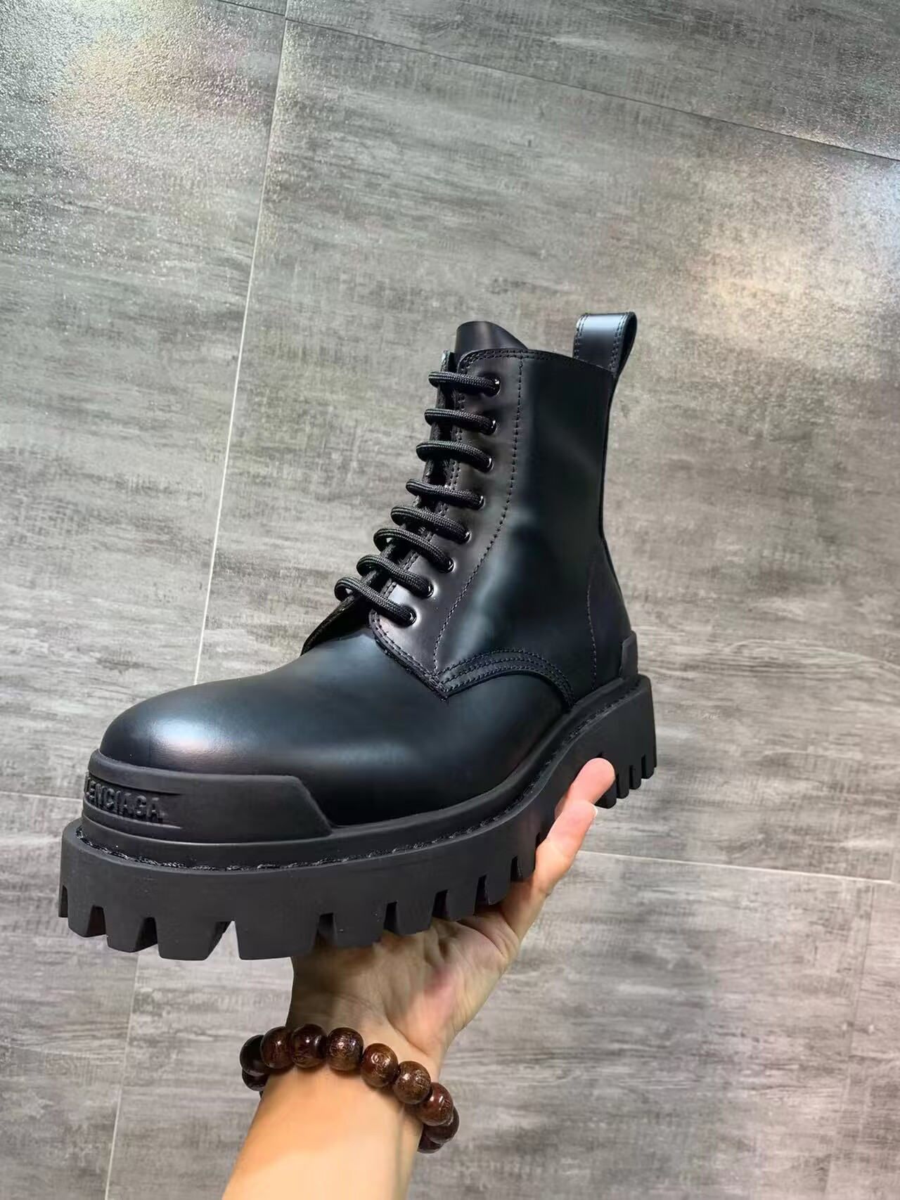 UA Balenciaga Strike Lace-up Boot in Black