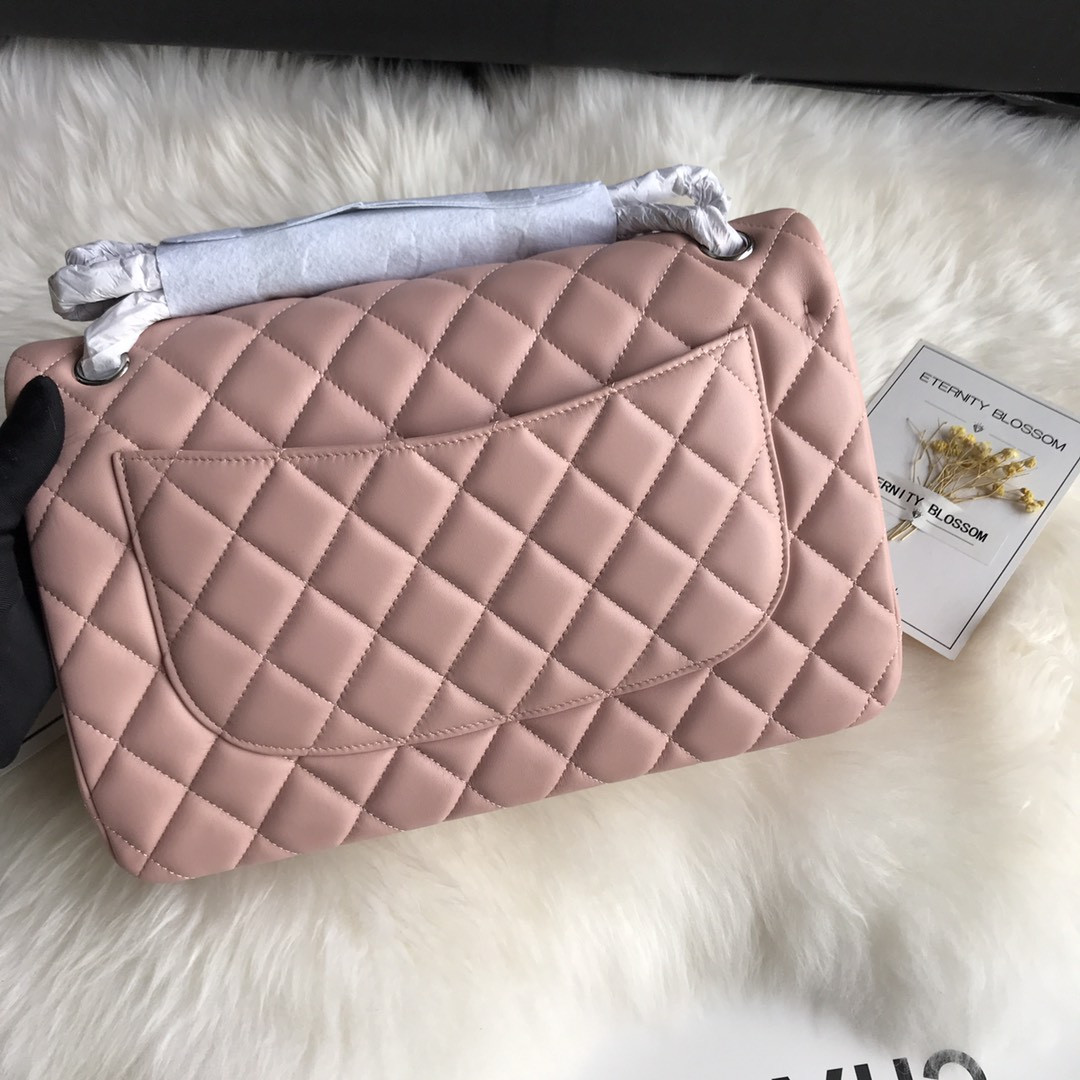 CHANEL CLASSIC FLAP JUMBO 30CM CF PINK SILVER 7.6 × 11.7 × 3.9 in