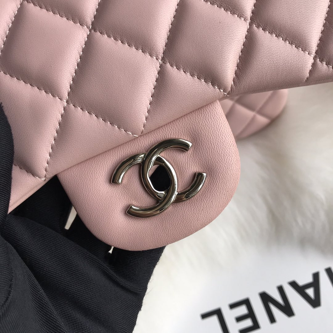 CHANEL CLASSIC FLAP JUMBO 30CM CF PINK SILVER 7.6 × 11.7 × 3.9 in