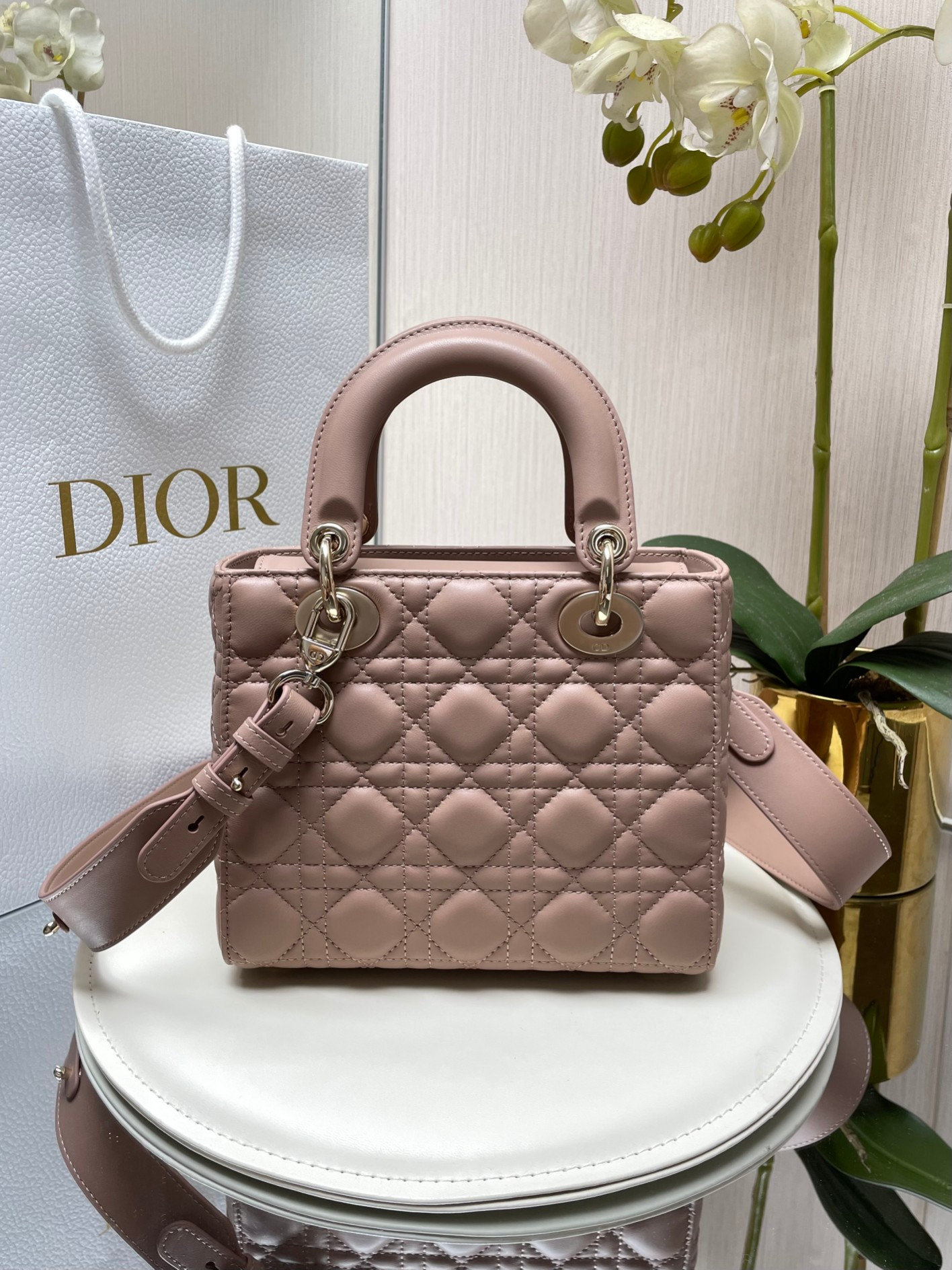 Small Lady Dior My ABCDior Bag Blush 8 x 6.5 x 3 inches