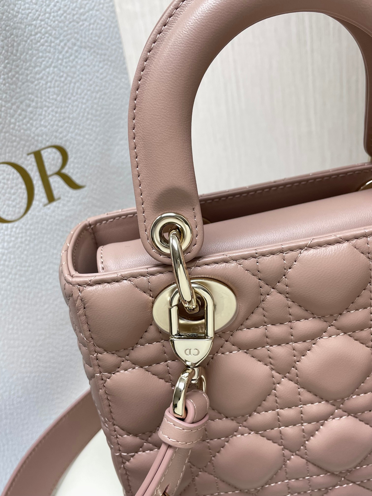 Small Lady Dior My ABCDior Bag Blush 8 x 6.5 x 3 inches