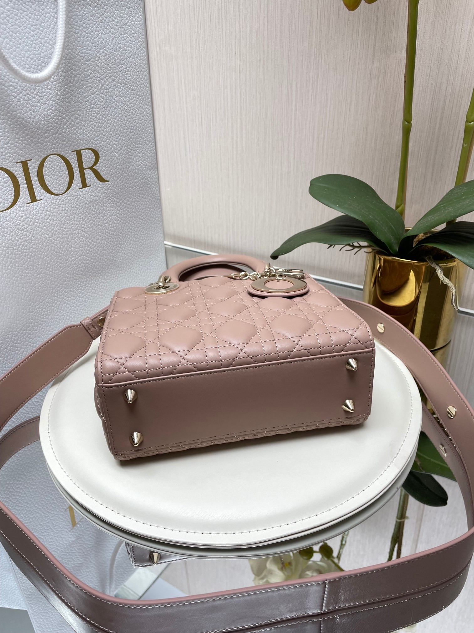 Small Lady Dior My ABCDior Bag Blush 8 x 6.5 x 3 inches