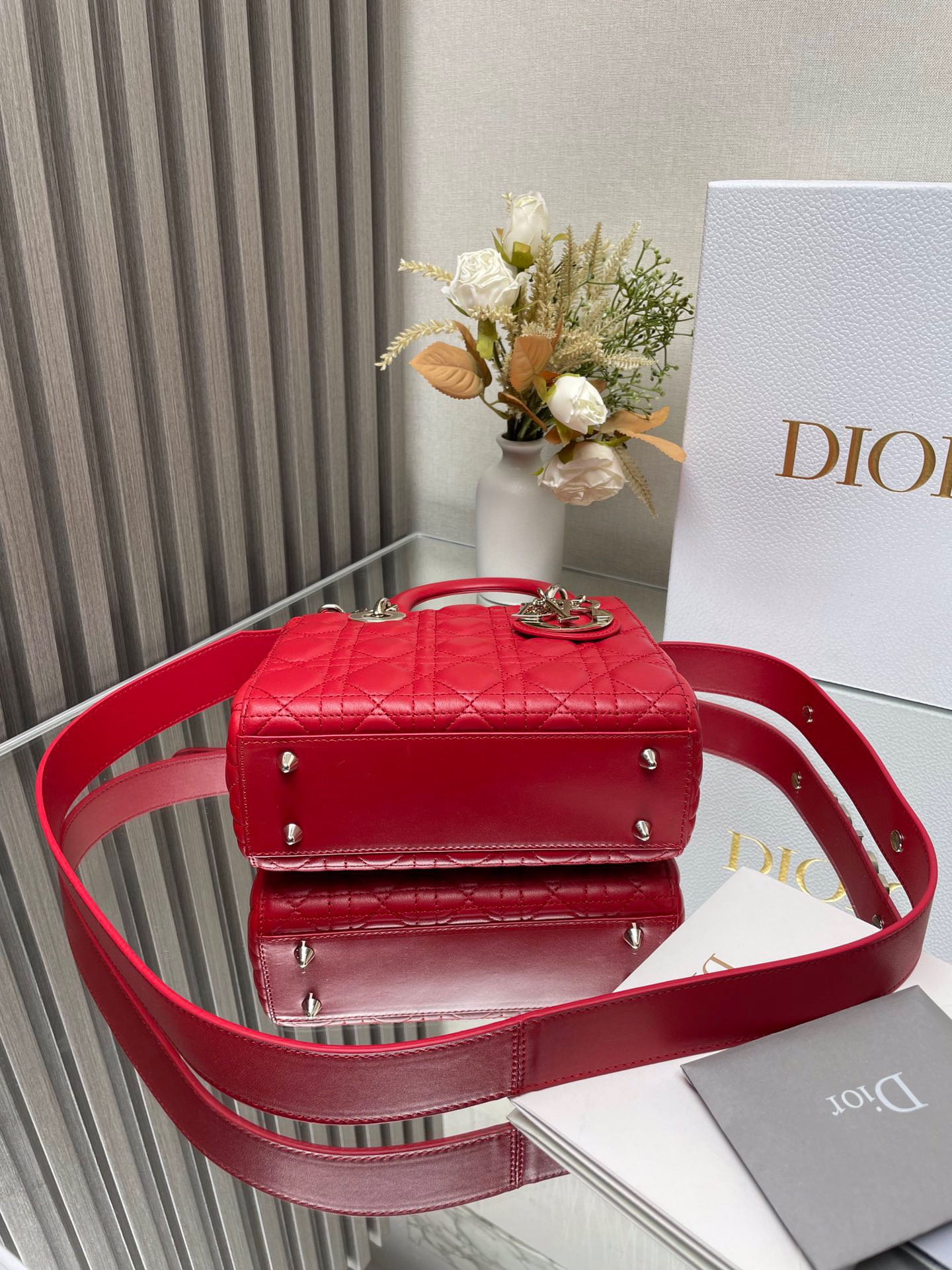 Small Lady Dior My ABCDior Bag Red 8 x 6.5 x 3 inches