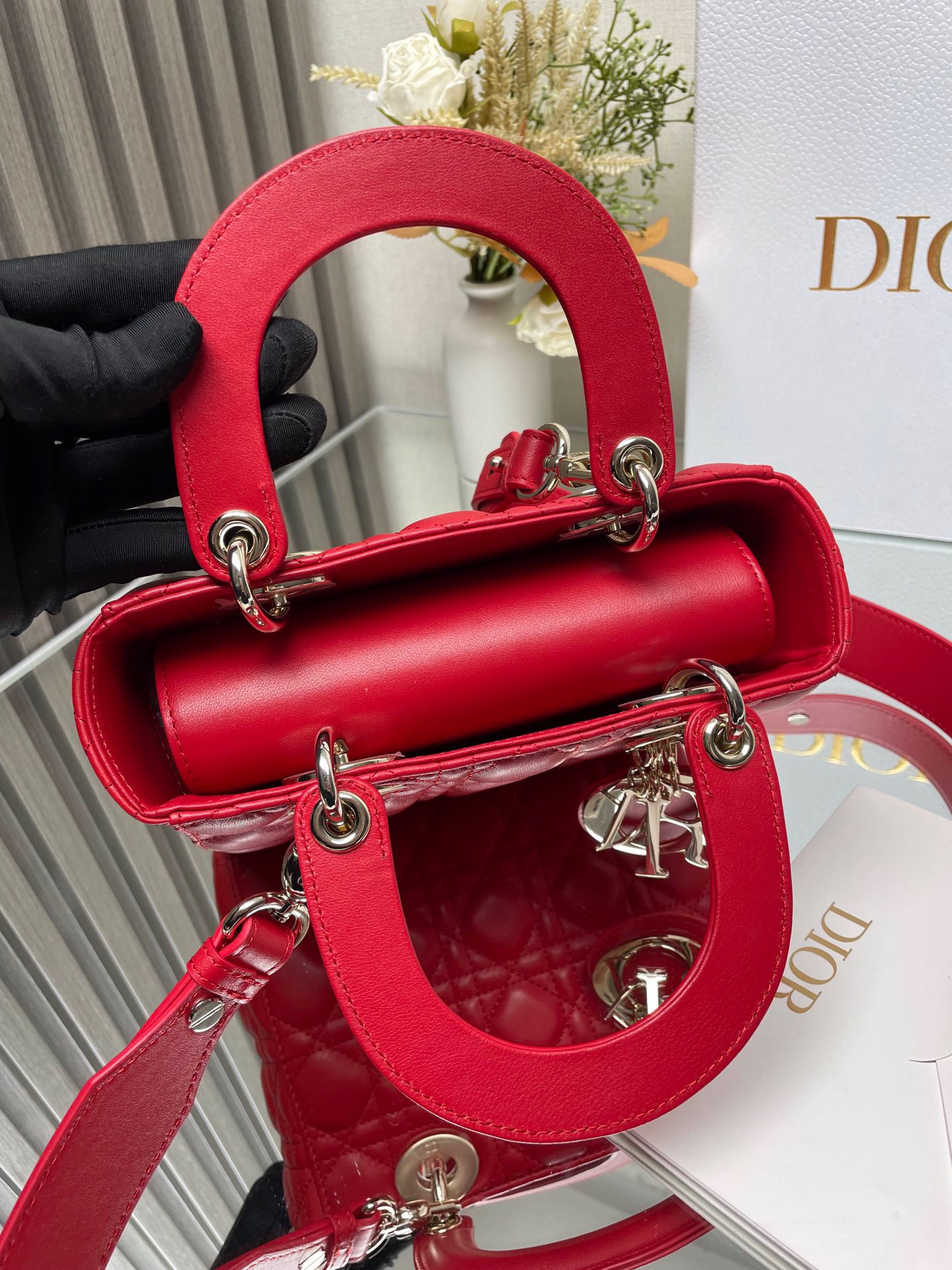 Small Lady Dior My ABCDior Bag Red 8 x 6.5 x 3 inches