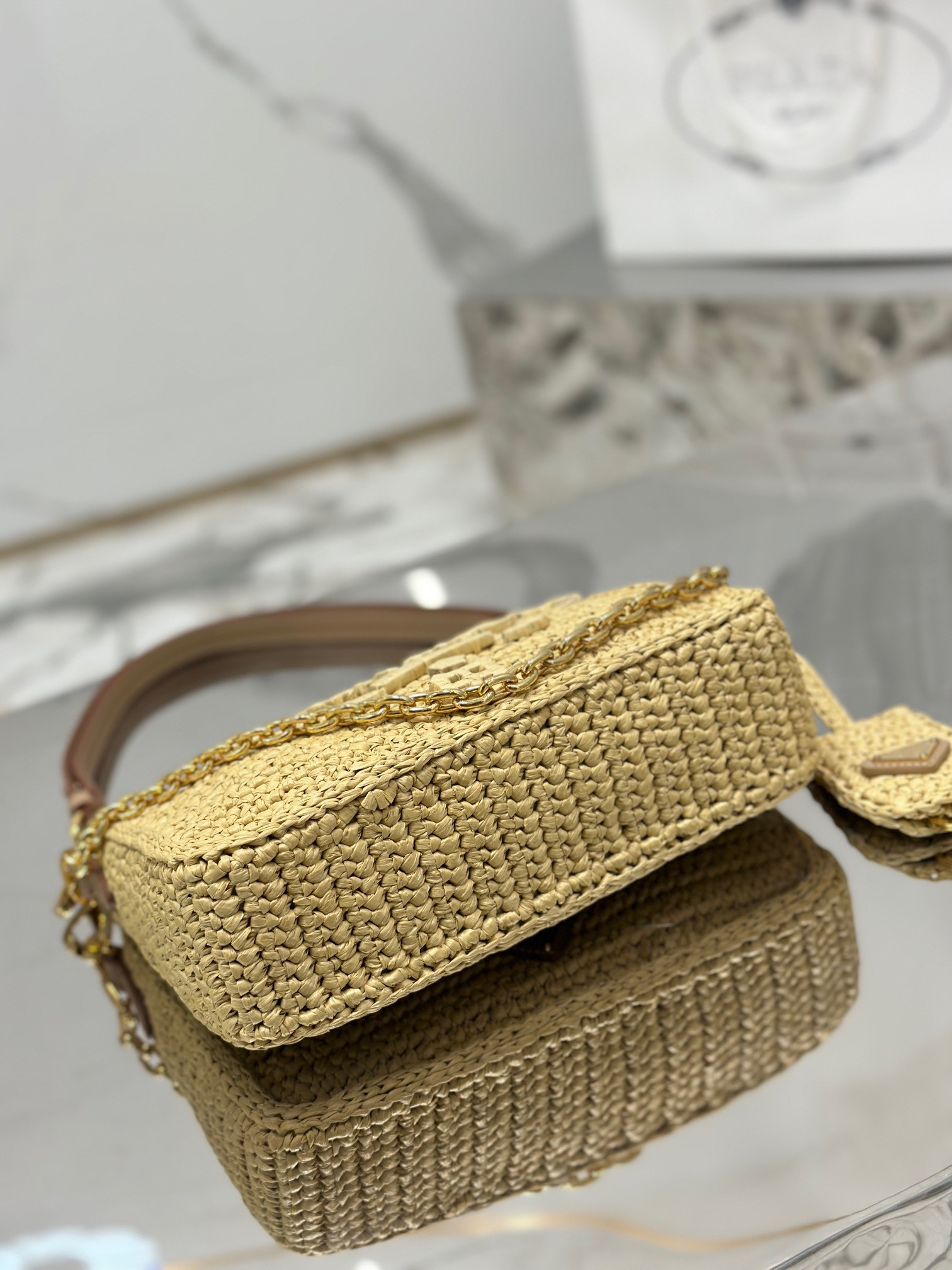 Prada Re-edition crochet mini-bag Color Natural