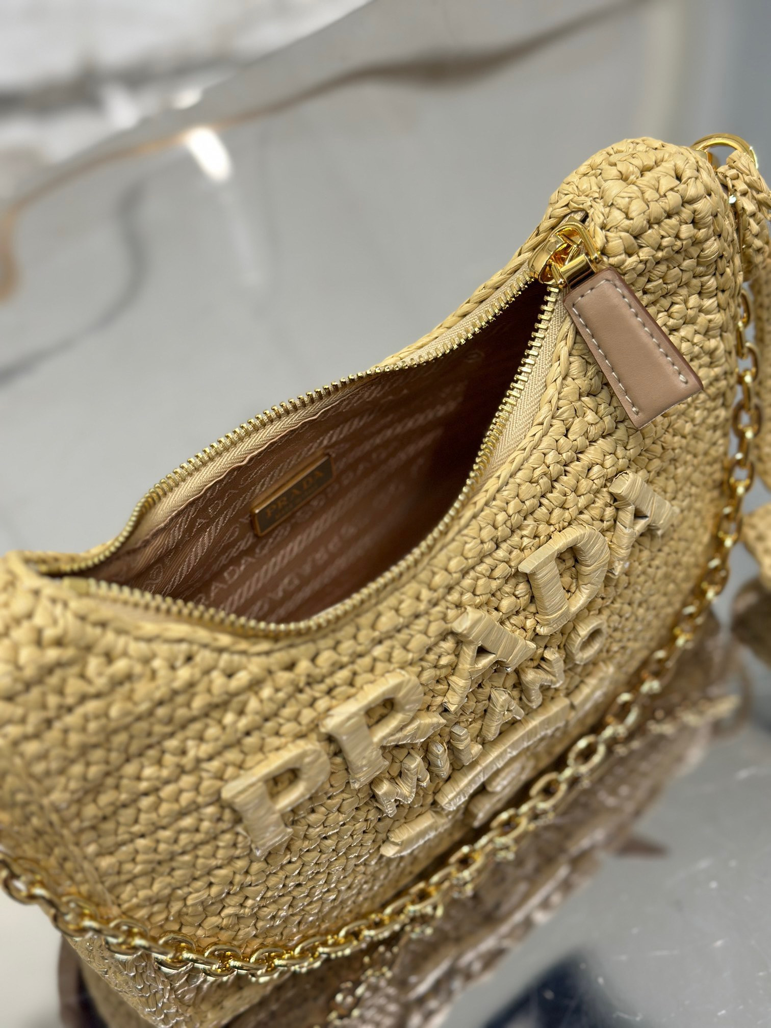 Prada Re-edition crochet mini-bag Color Natural