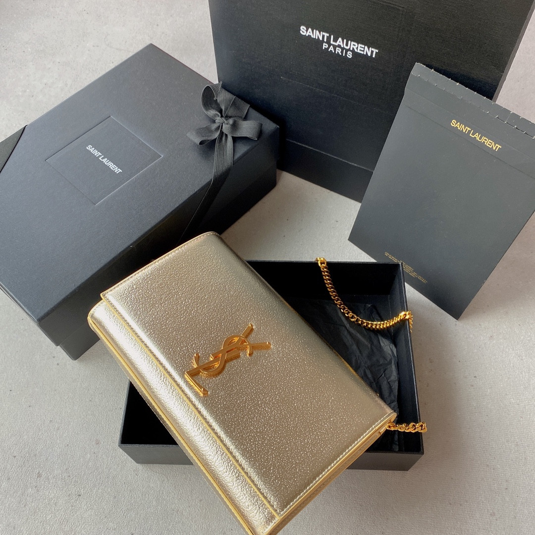 YSL KATE SMALL IN METALLIC LEATHER 20x12x5cm