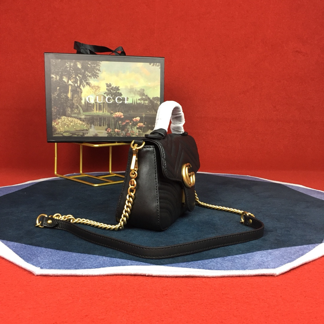 GUCCI GG MARMONT MATELASSÉ MINI BAG BLACK 21.6 x12.7 x 6.4cm