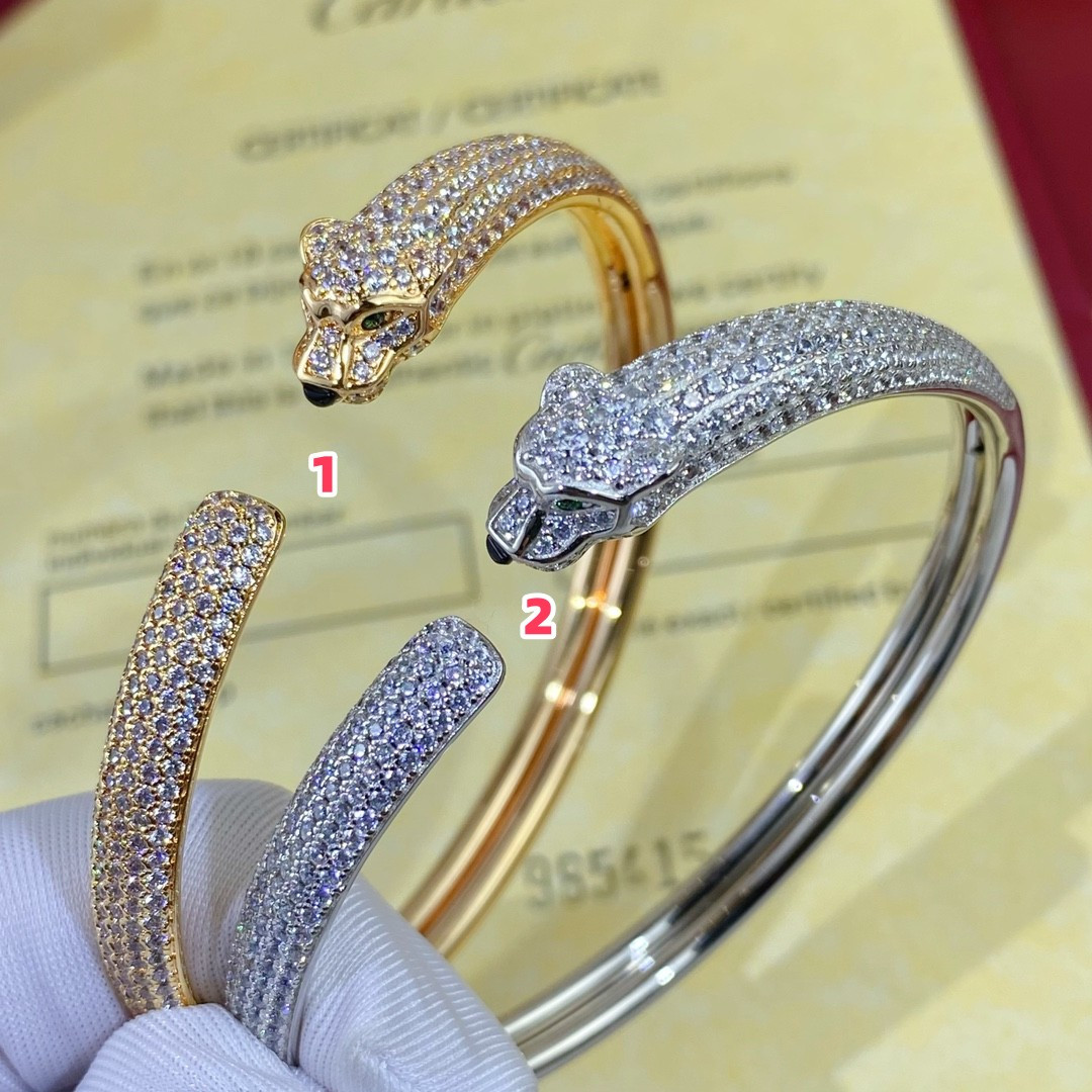 Cartier Hand-set diamond thin half diamond leopard Bracelet