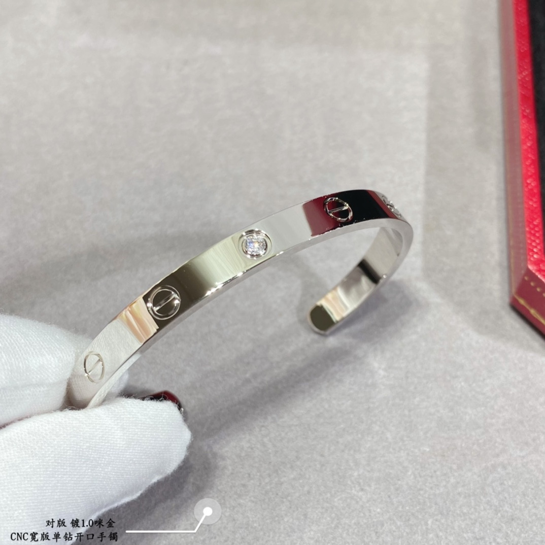 Cartier wide single diamond open LOVE Bracelet