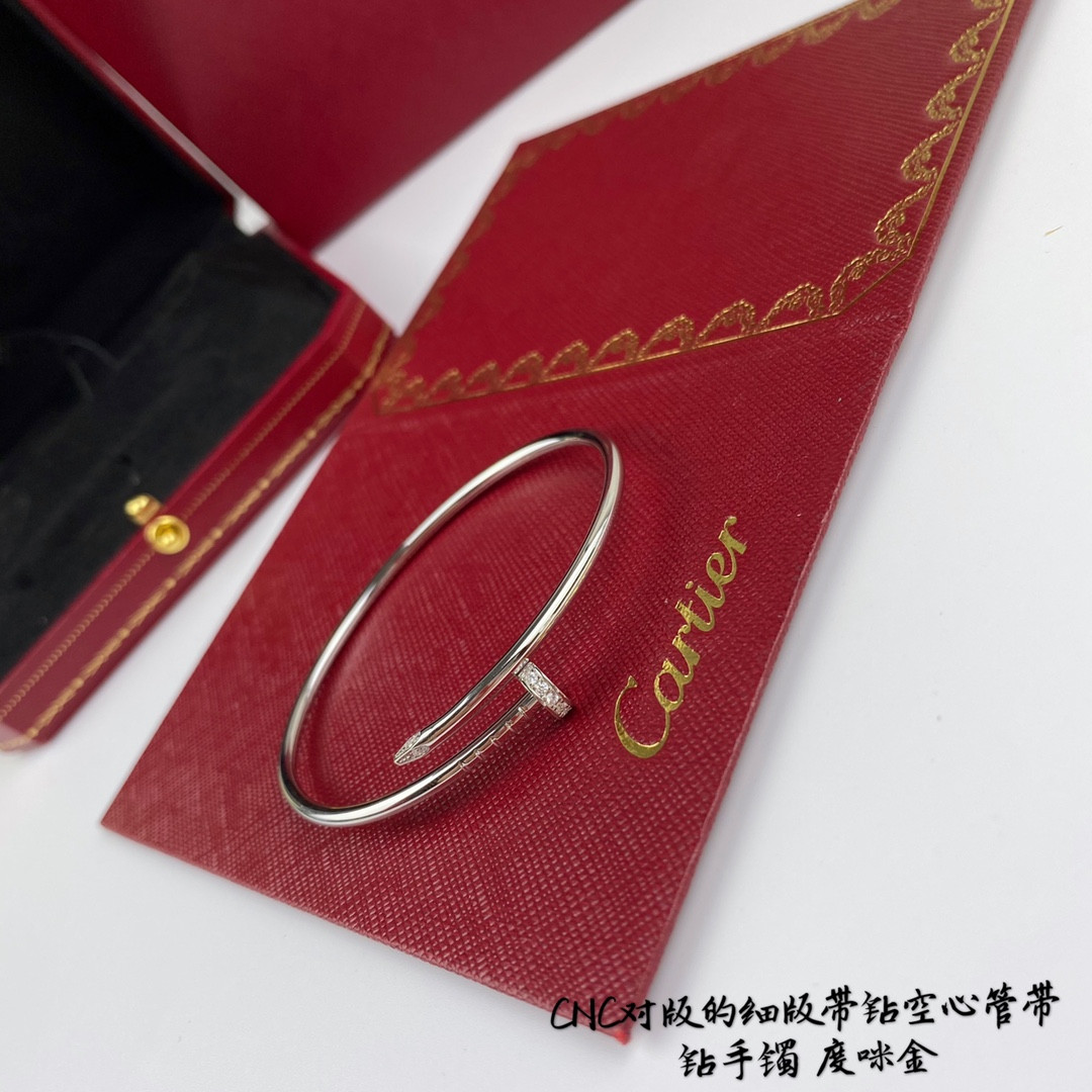 Cartier thin version with diamond hollow tube nail Bracelet